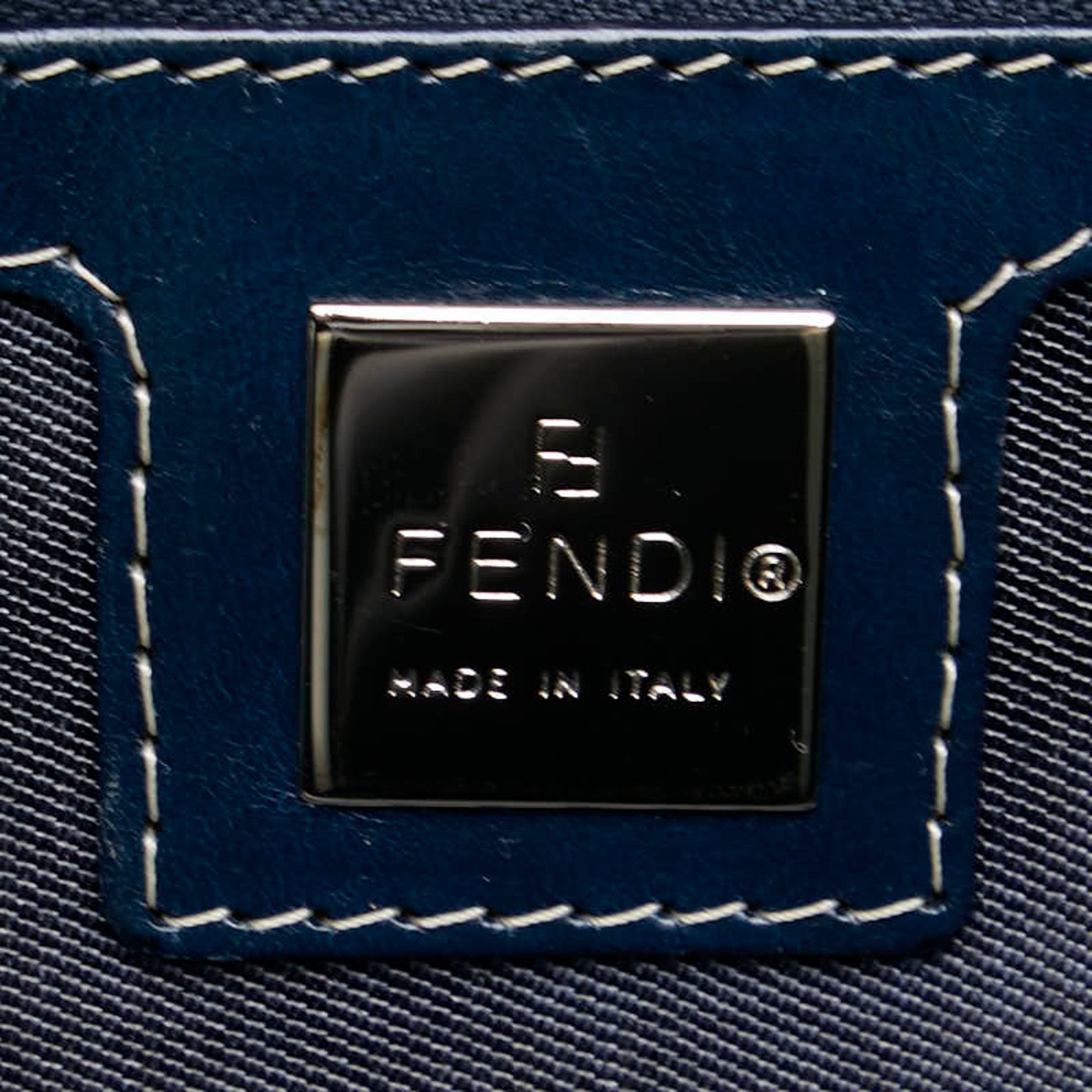 Fendi Navy Canvas Leather Handbag