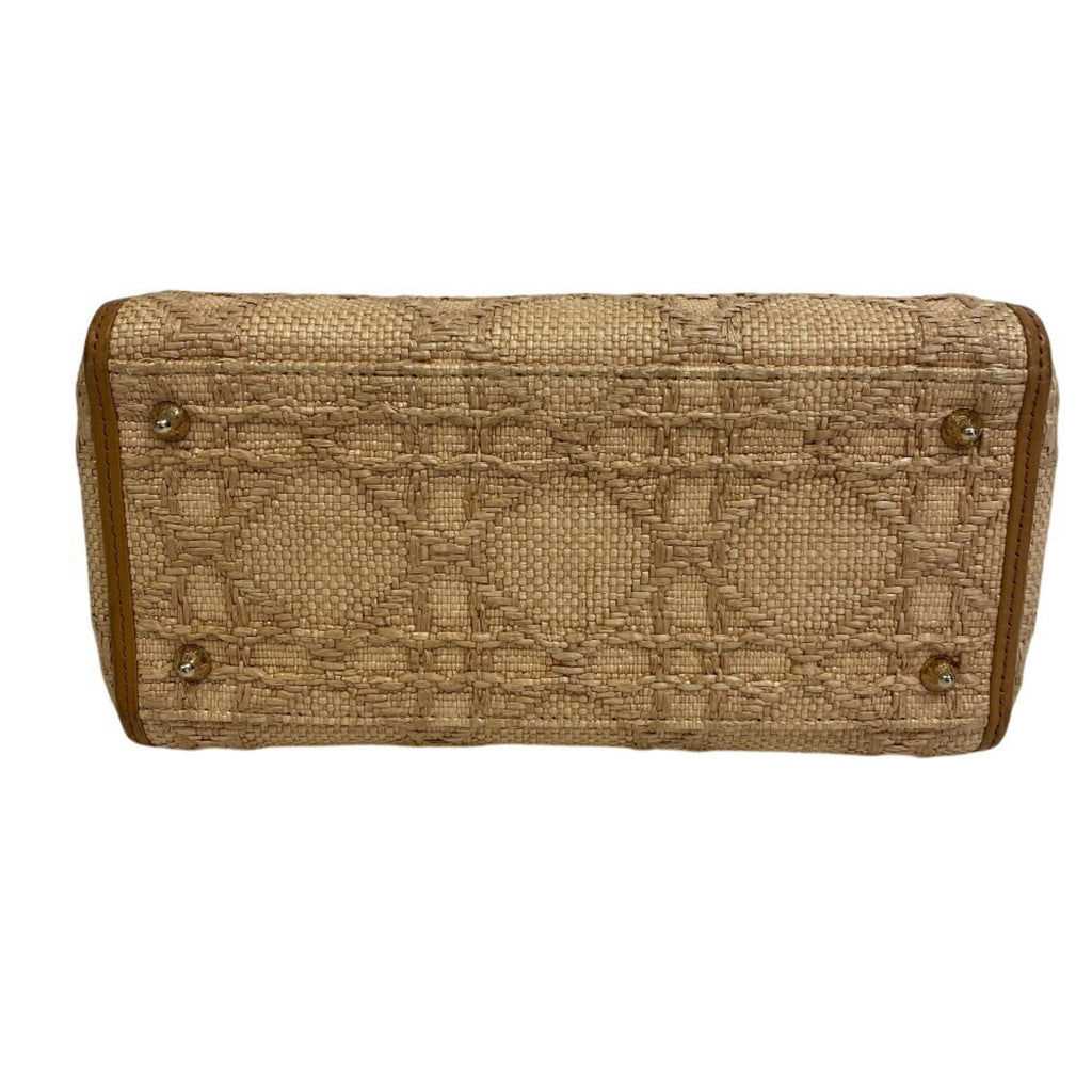 Christian Dior Beige Raffia Leather Shoulder Bag (Pre-Owned)