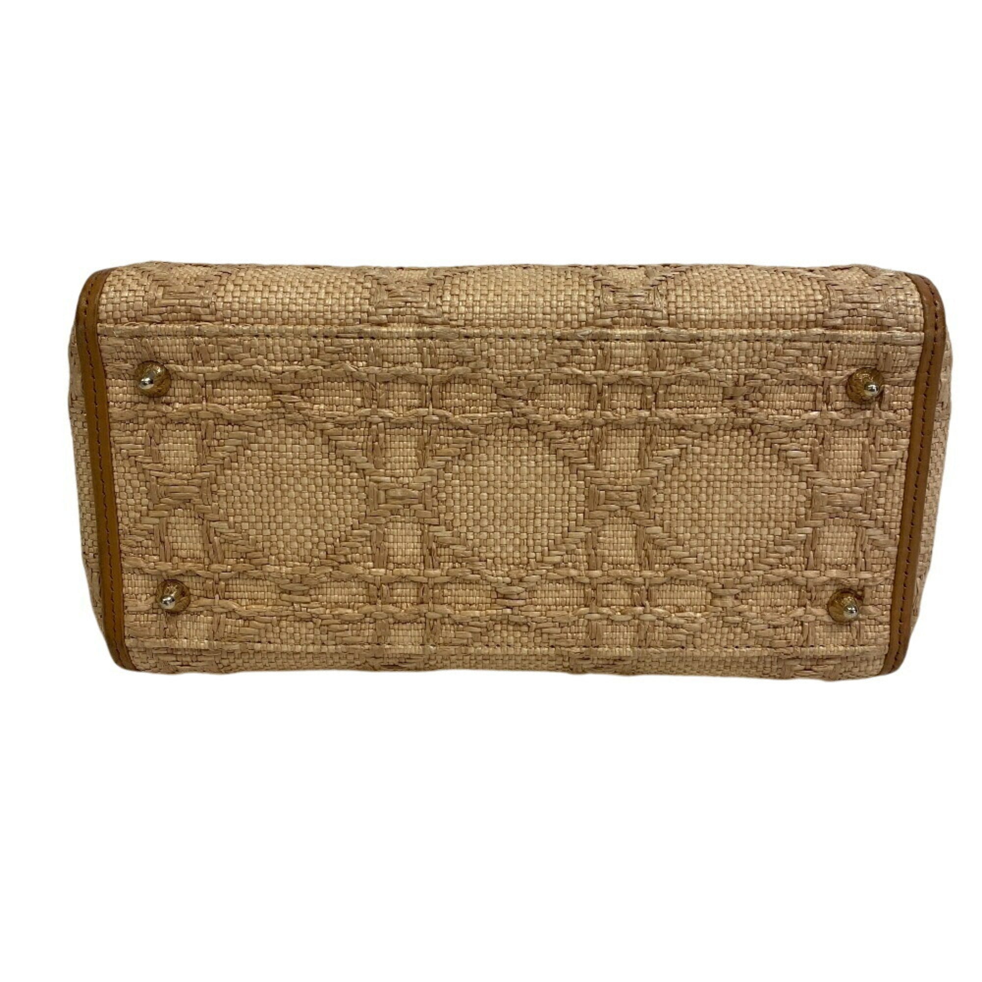 Christian Dior Beige Raffia Leather Shoulder Bag (Pre-Owned)