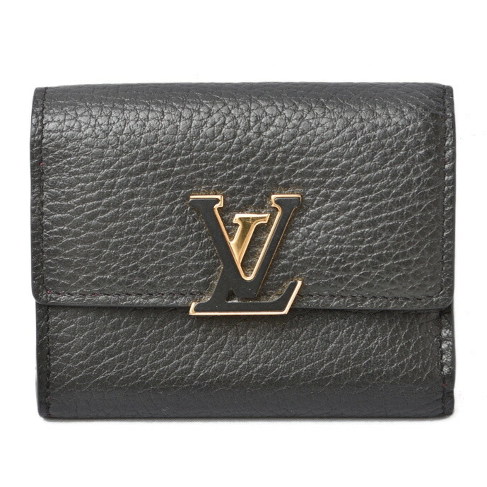Louis Vuitton Taurillon Noir Leather Wallet (Tri-Fold)