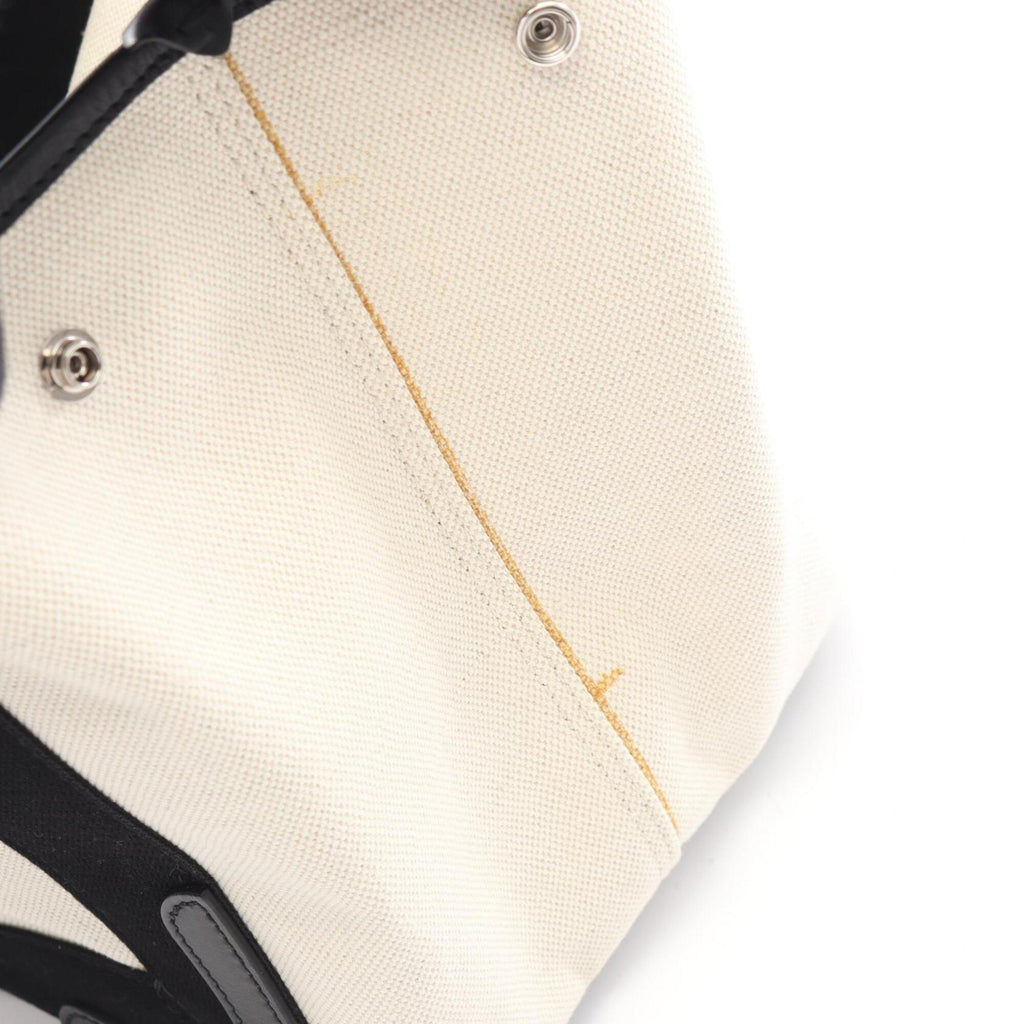 Balenciaga Black Ivory Canvas Leather Handbag Tote