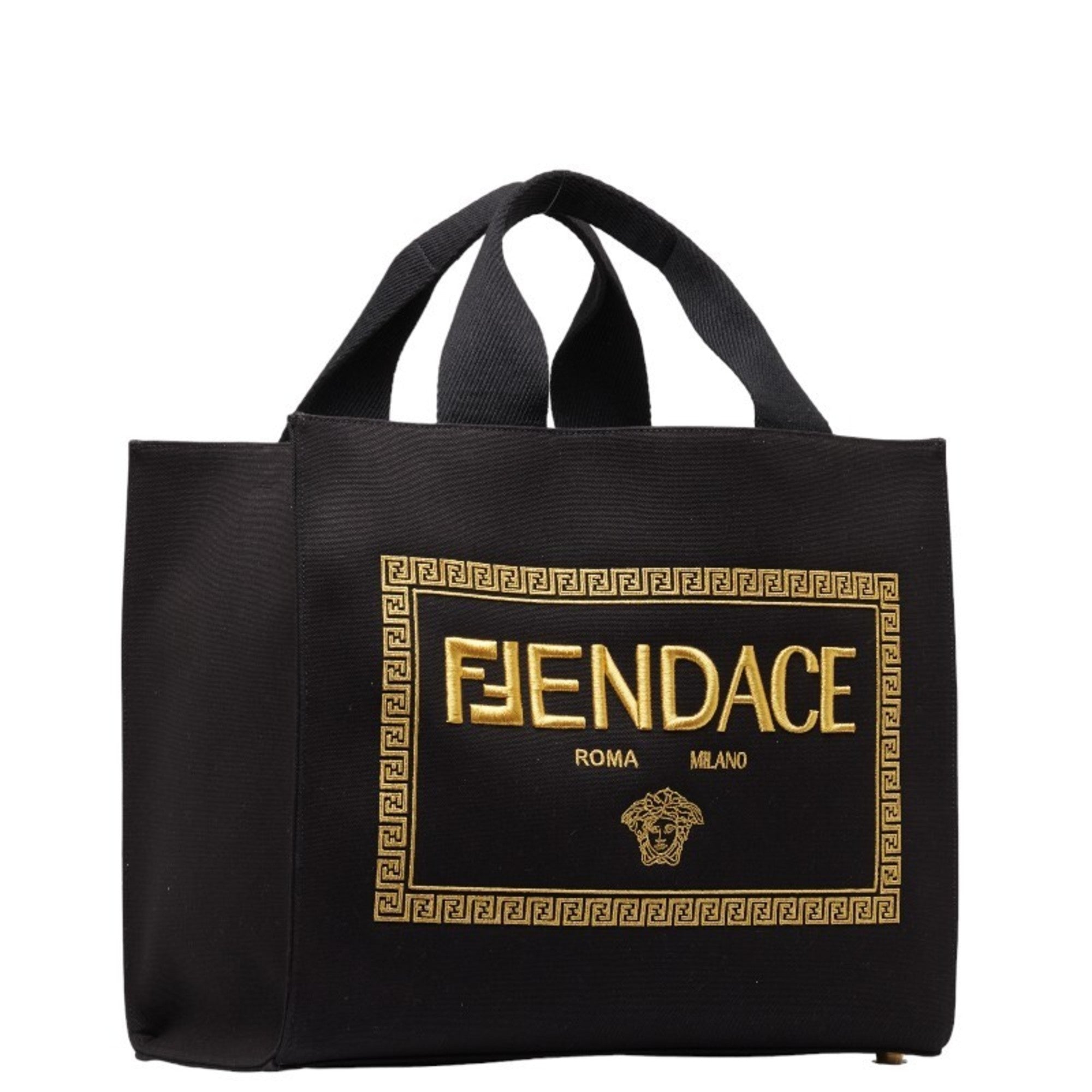 Fendi Black Yellow Canvas Shoulder Bag Tote Bag