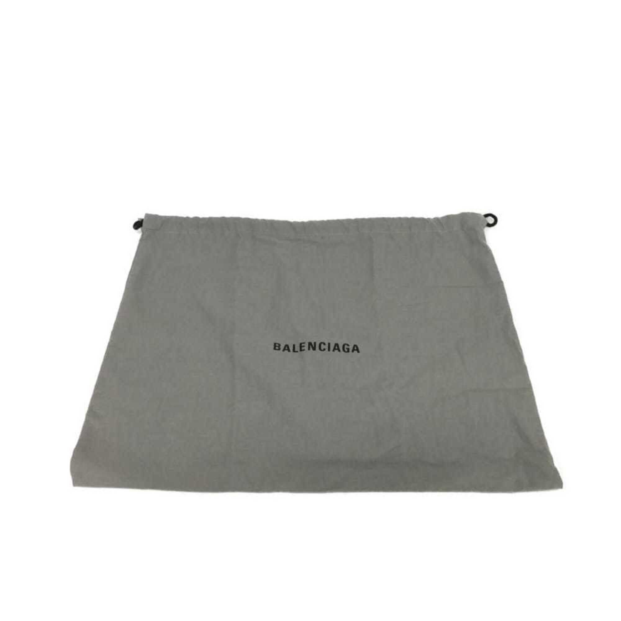 Balenciaga Beige Brown Coated Canvas Leather Clutch Bag Pouch