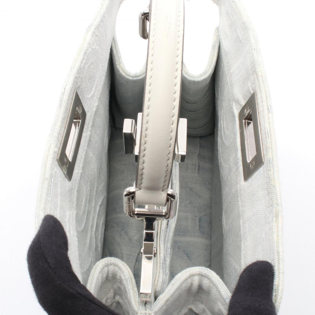 Fendi Blue White Denim Leather Handbag