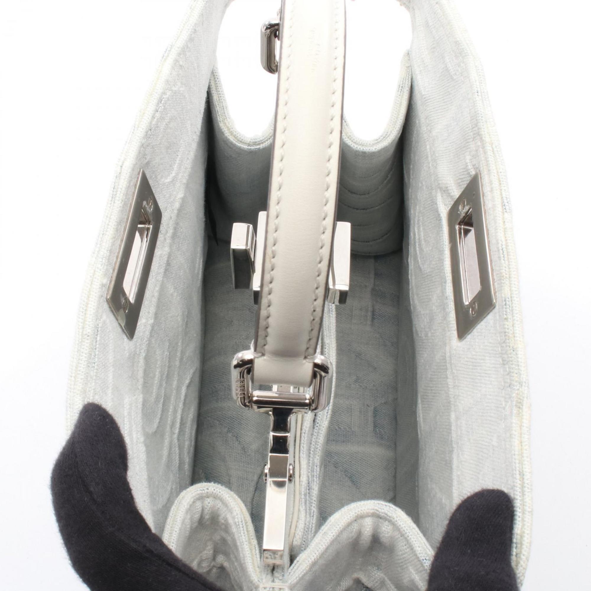 Fendi Blue White Denim Leather Handbag