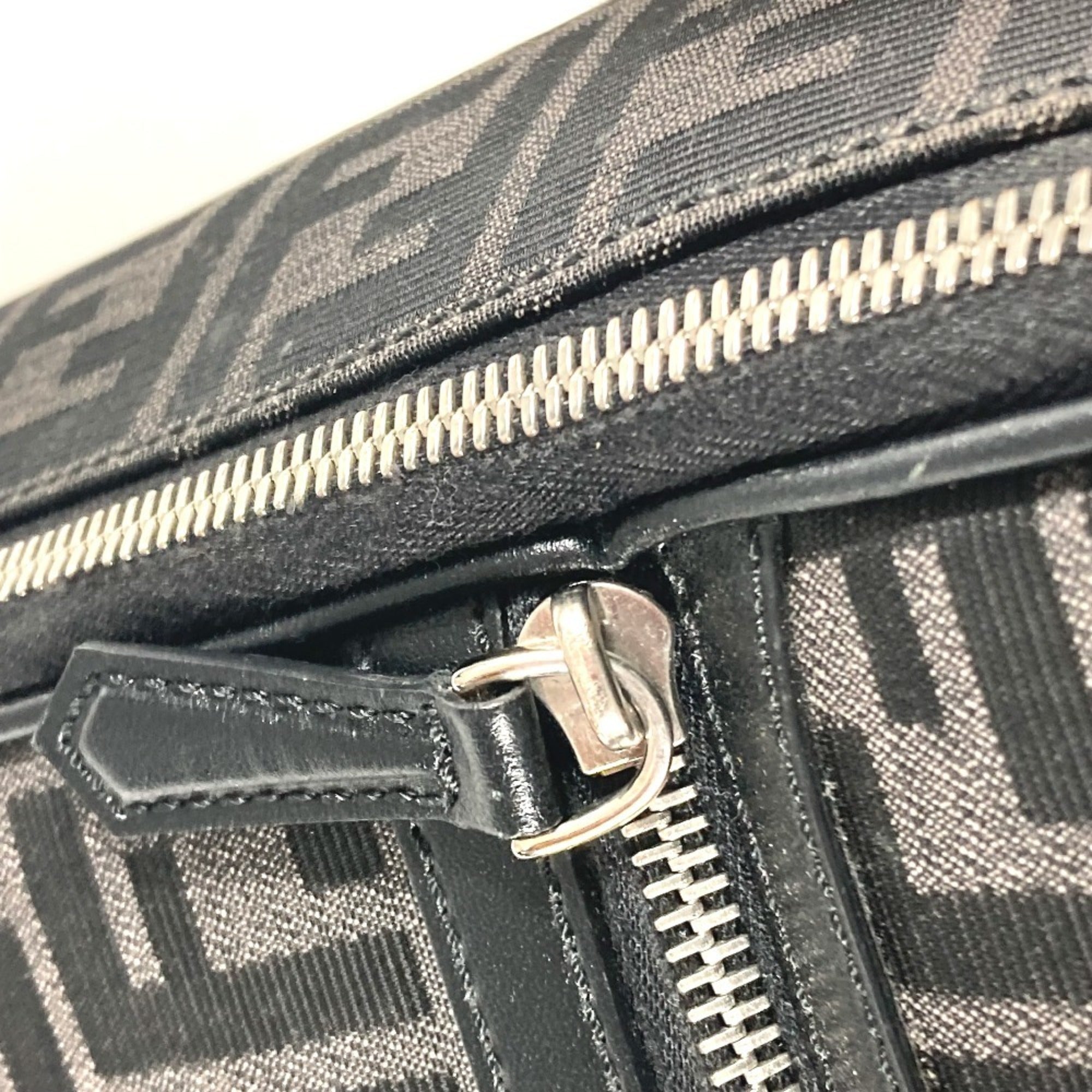 Fendi Black Gray Canvas Leather Backpack
