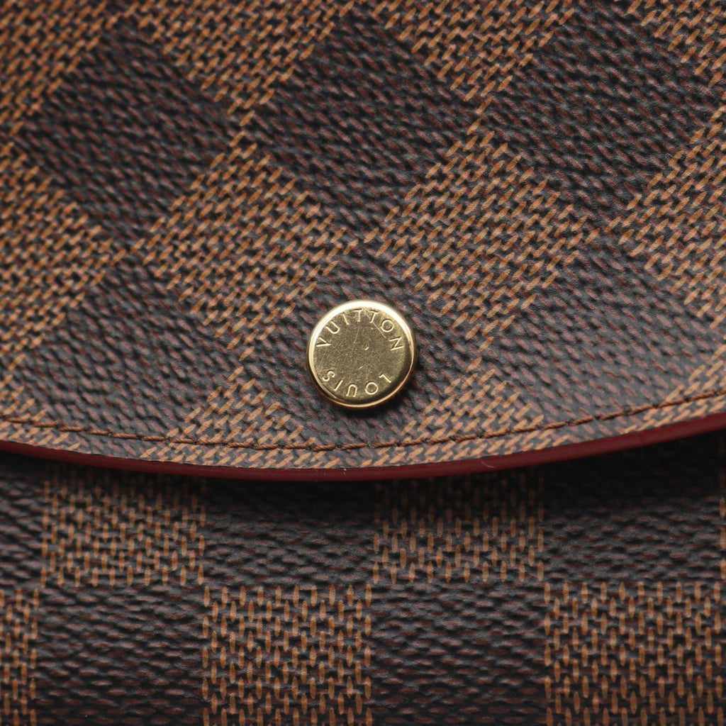Louis Vuitton Brown Cerise Ebene Red Color Damier Canvas Leather Pvc Long Wallet