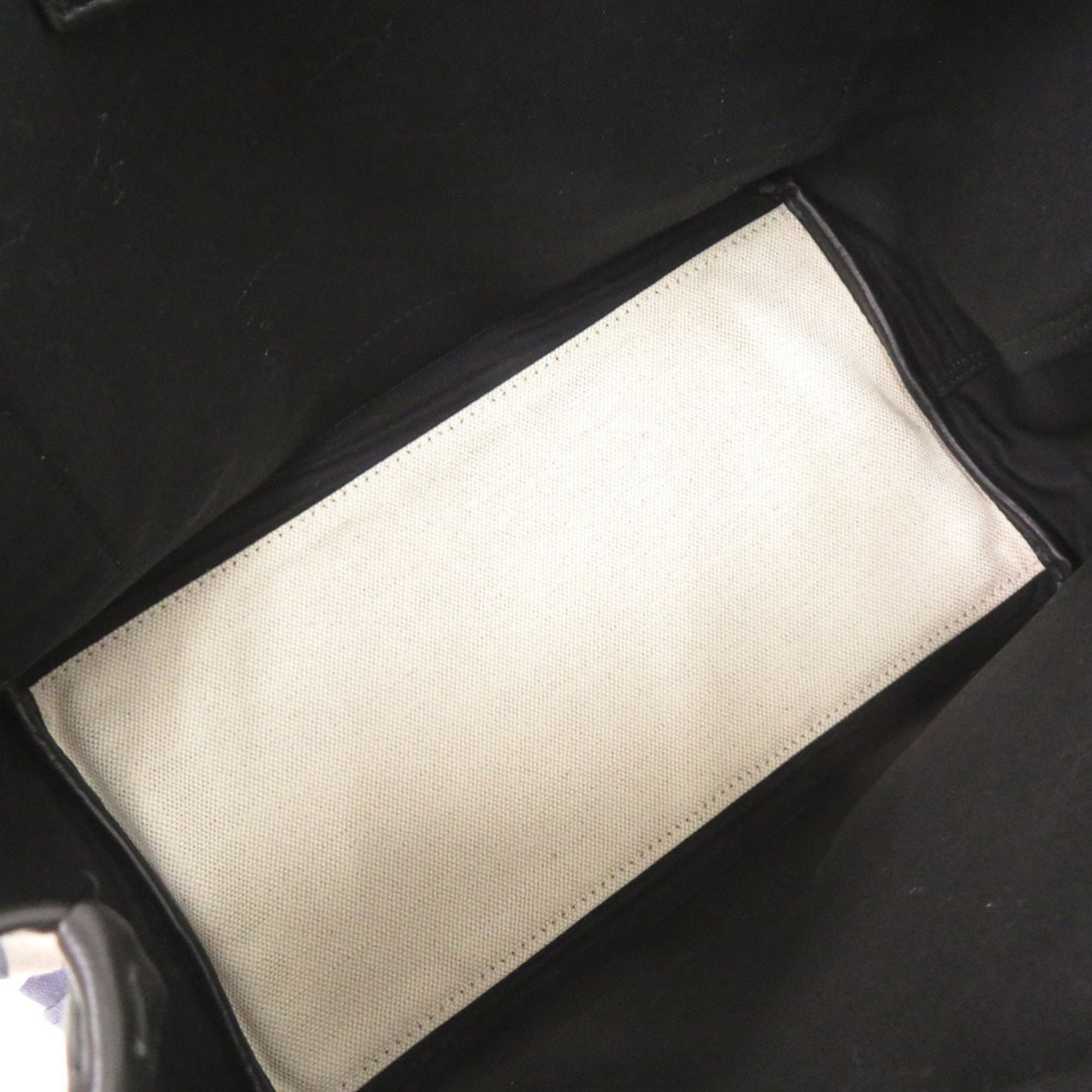 Balenciaga Black Navy White Canvas Leather Handbag Tote
