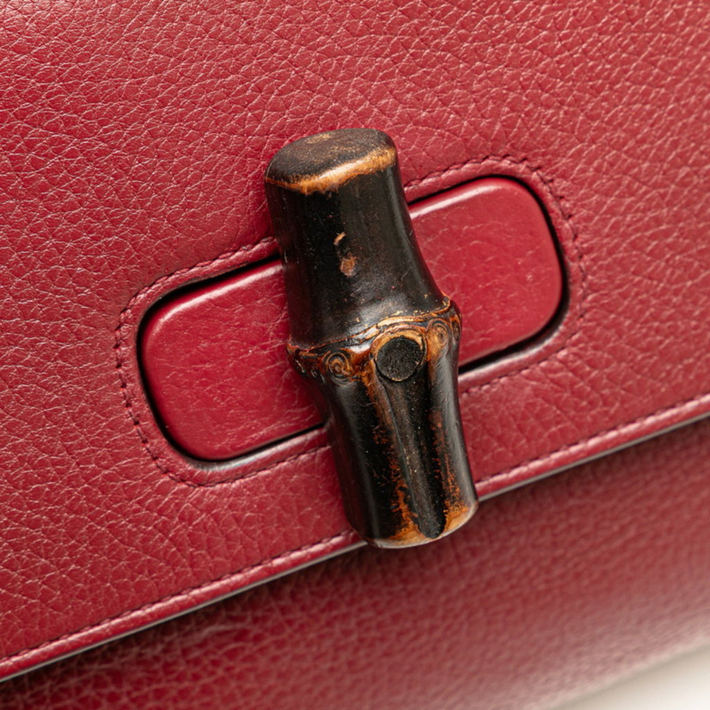 Gucci Red Color Wine Leather Shoulder Bag (Pre-Owned)