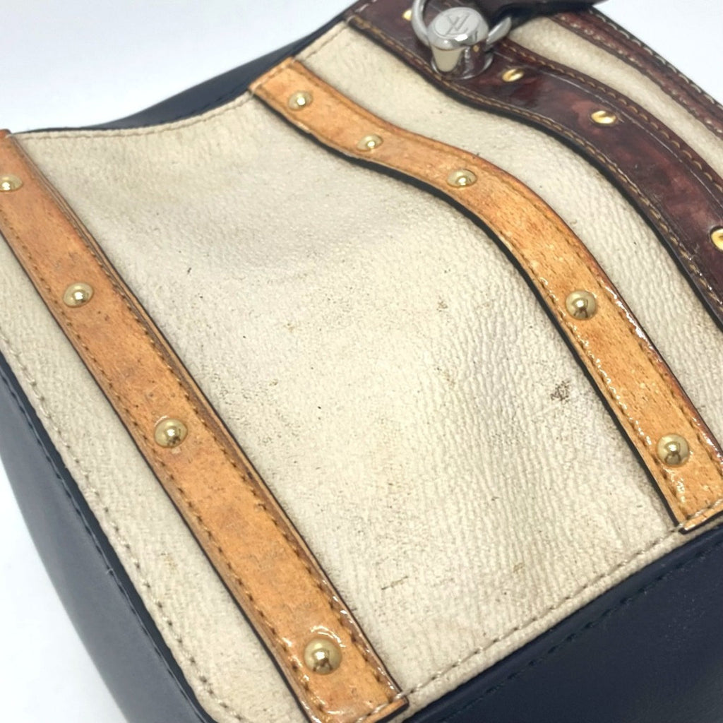 Louis Vuitton Beige Black Leather Handbag
