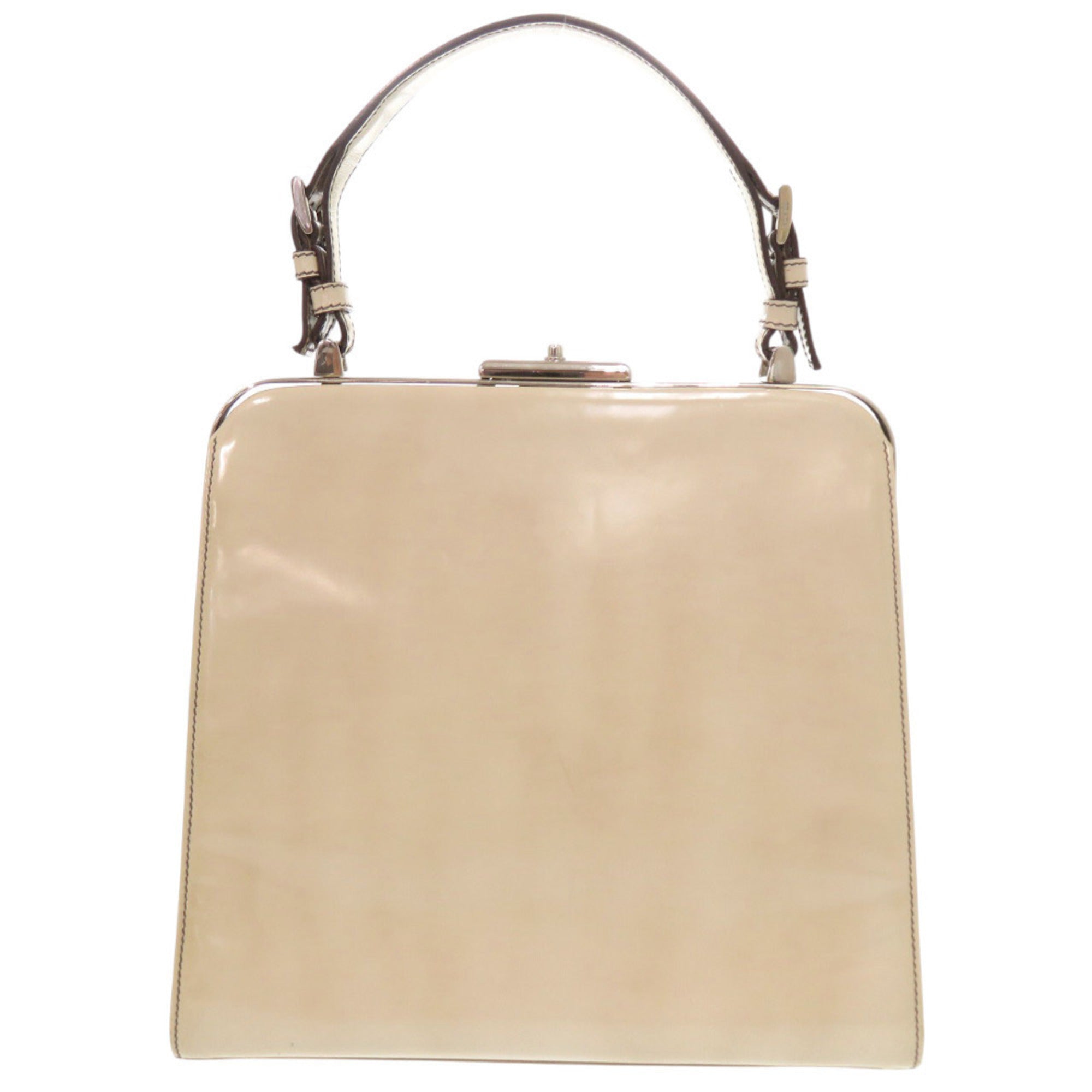 Prada Beige Ivory Patent Leather Handbag