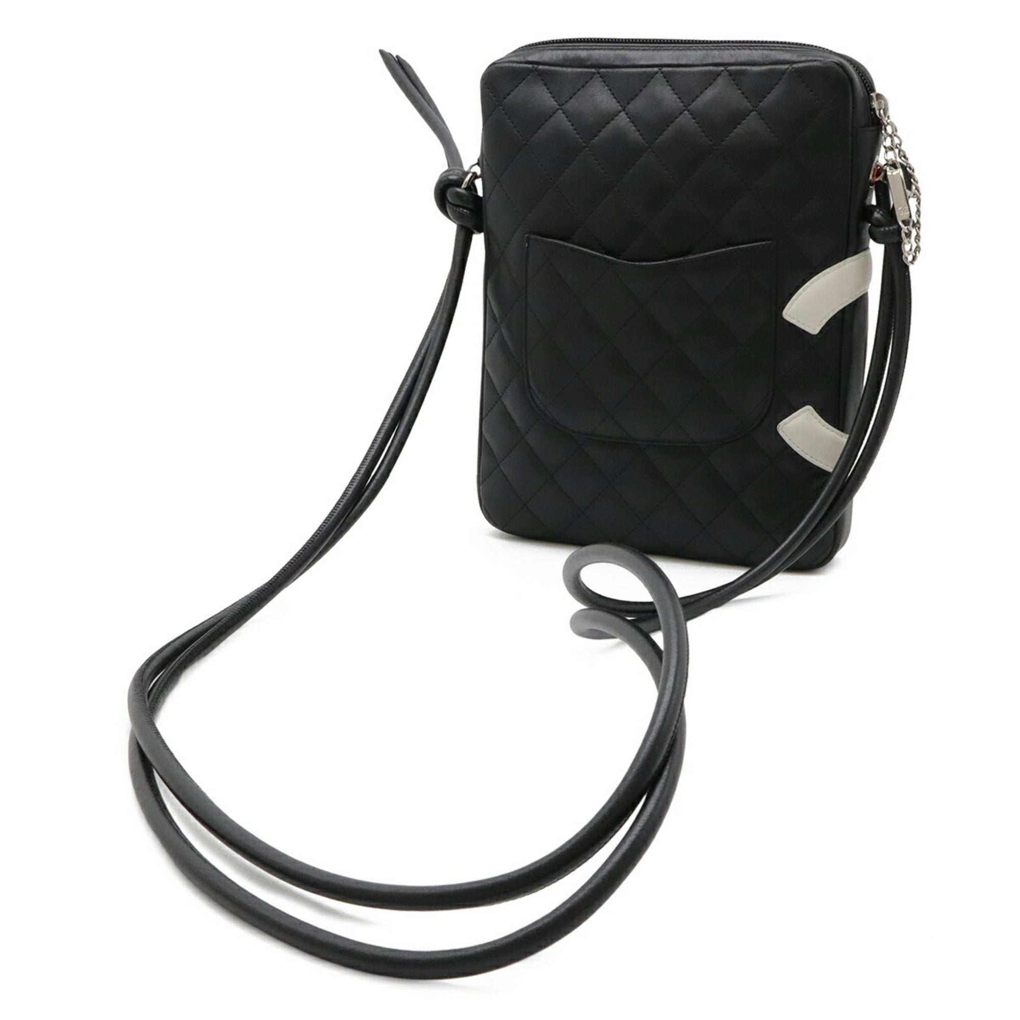 Chanel Black White Leather Shoulder Bag