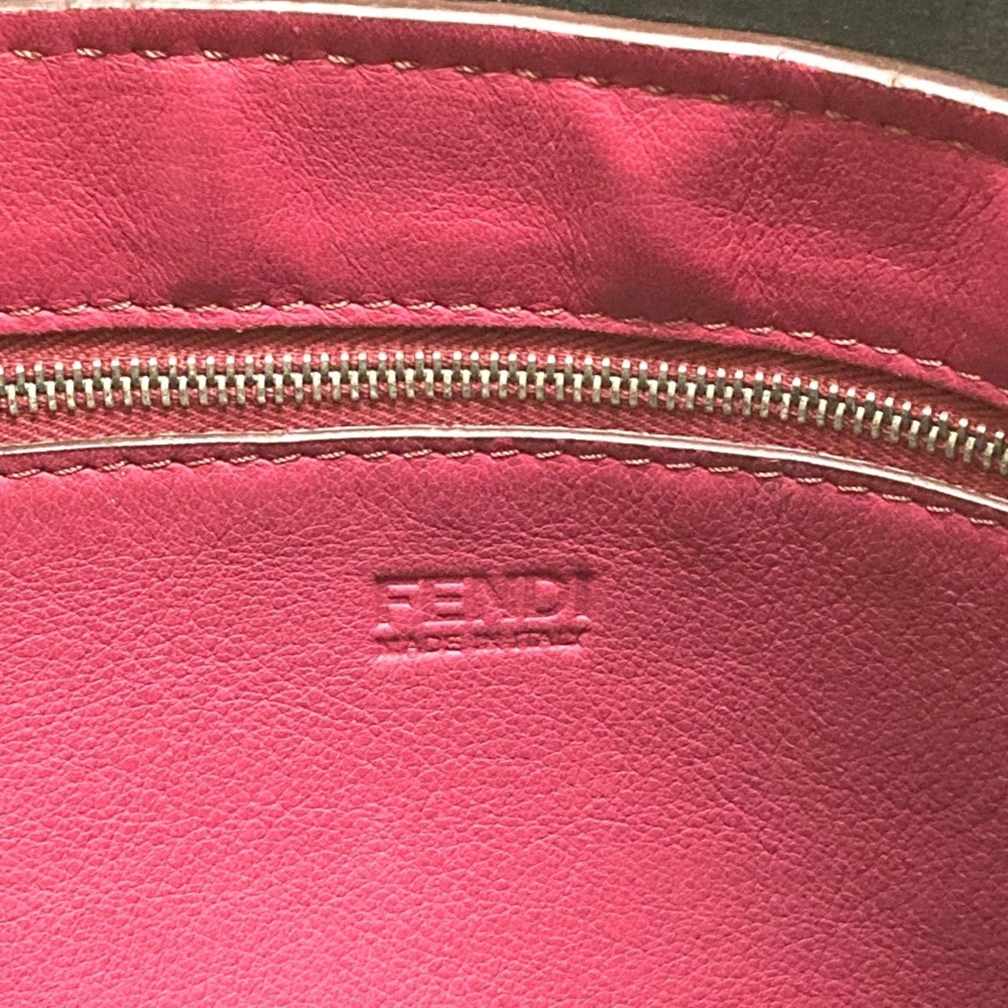 Fendi Black Purple Leather Shoulder Bag Tote Bag