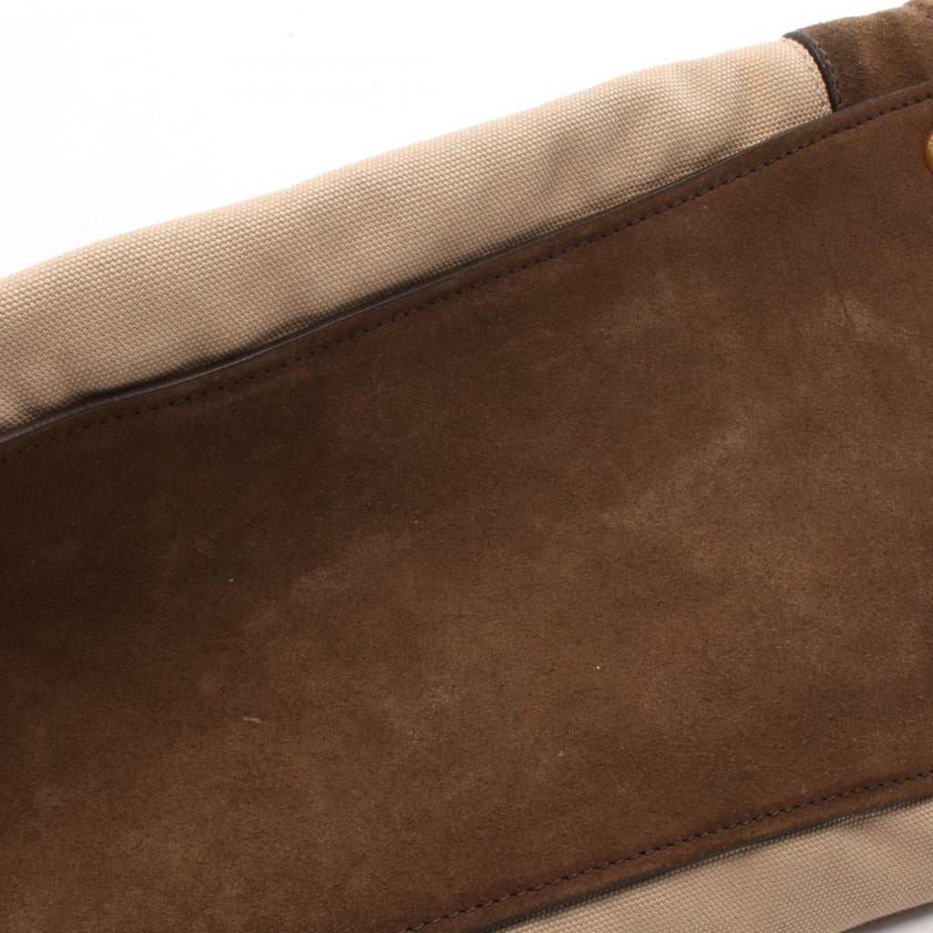 Prada Beige Brown Canvas Suede Handbag
