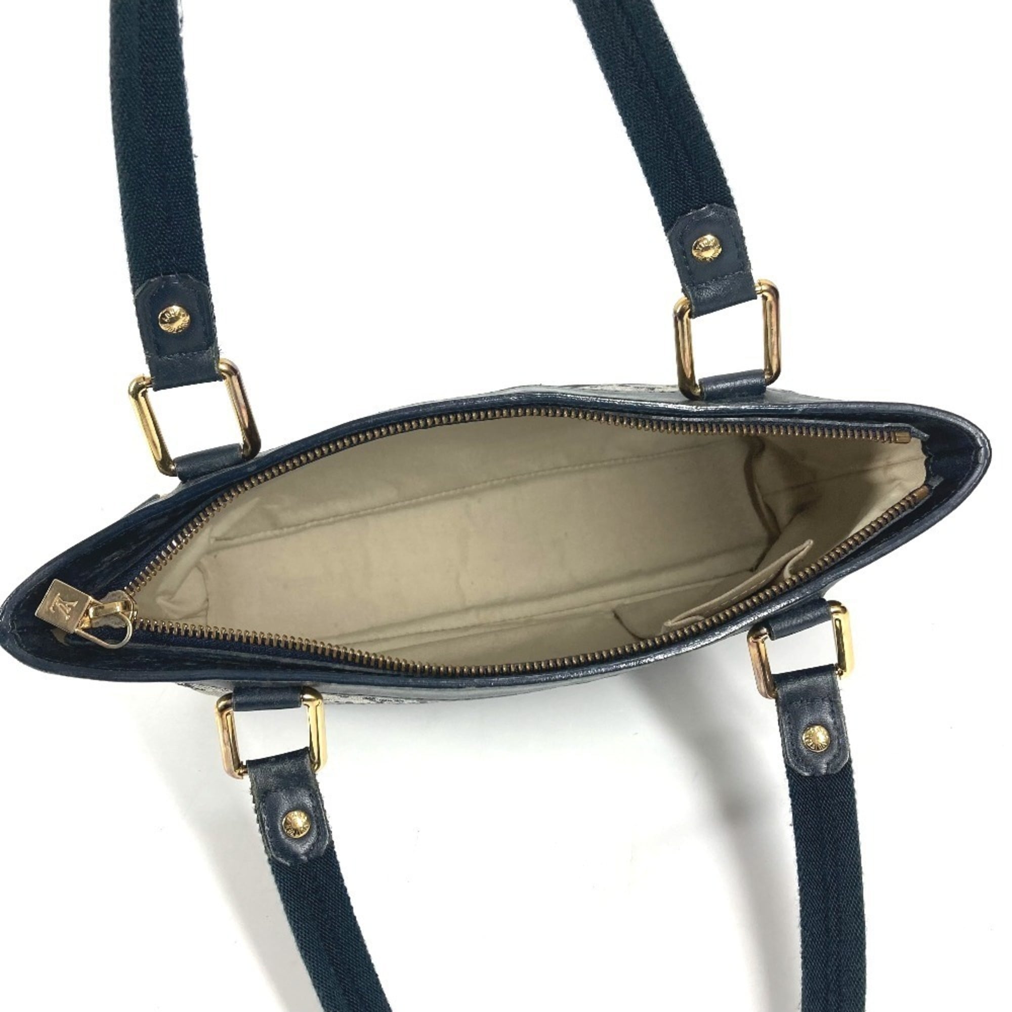 Louis Vuitton Navy Monogram Mini Canvas Leather Handbag Shoulder Bag Tote Bag