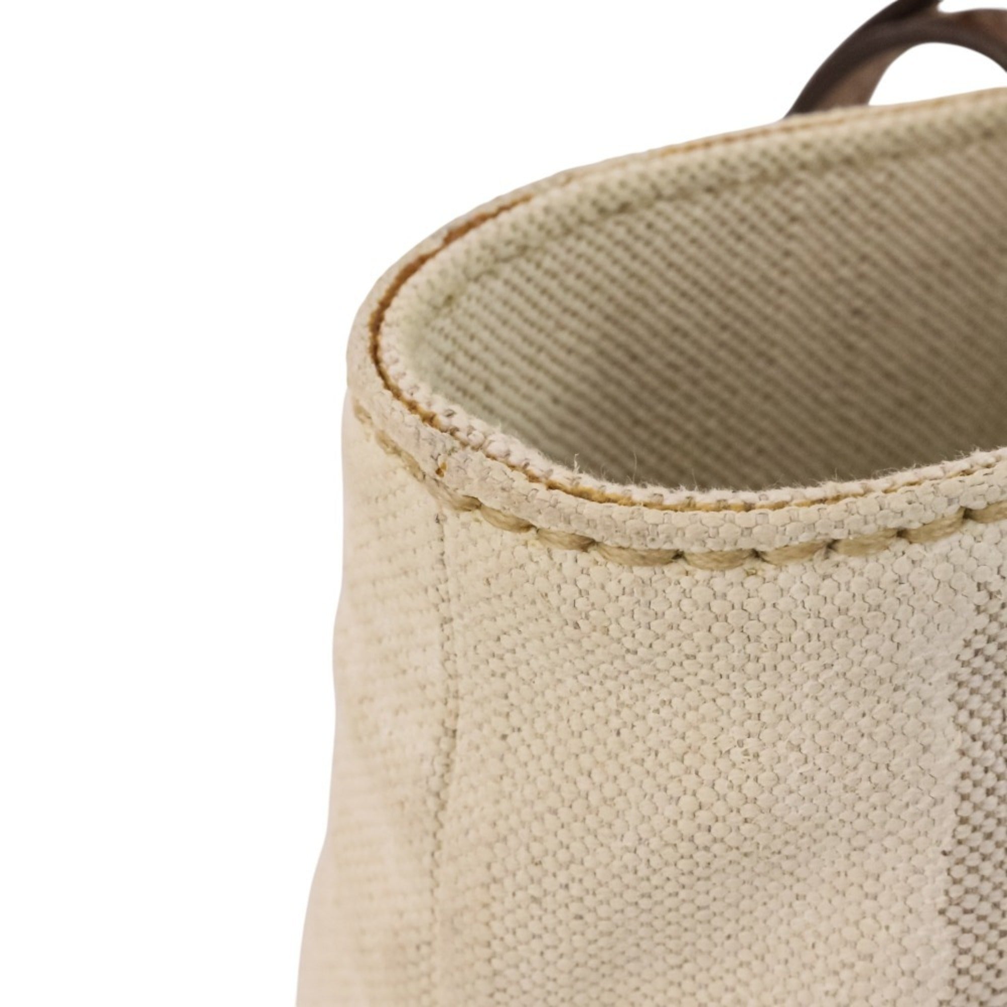 Prada Brown Off-White Coated Canvas Tote Bag