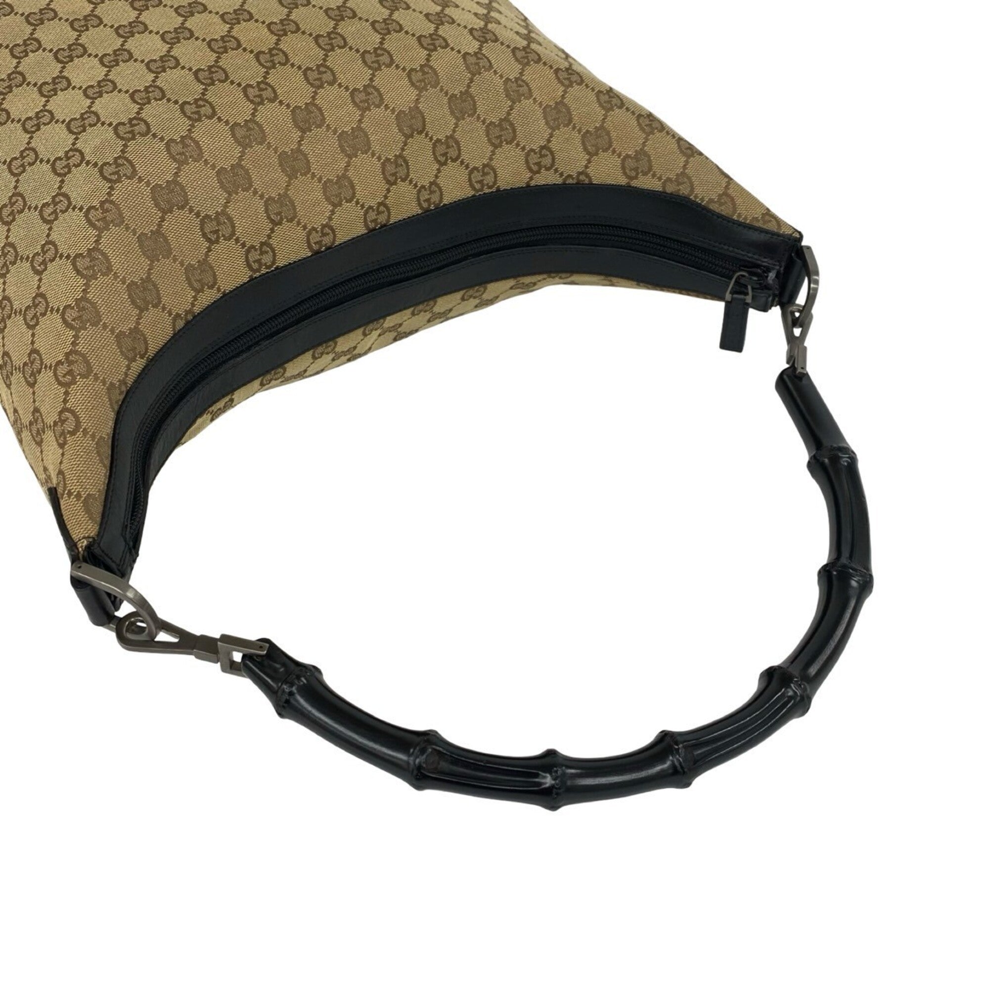 Gucci Brown Canvas Leather Handbag Shoulder Bag Tote Bag (Pre-Owned)