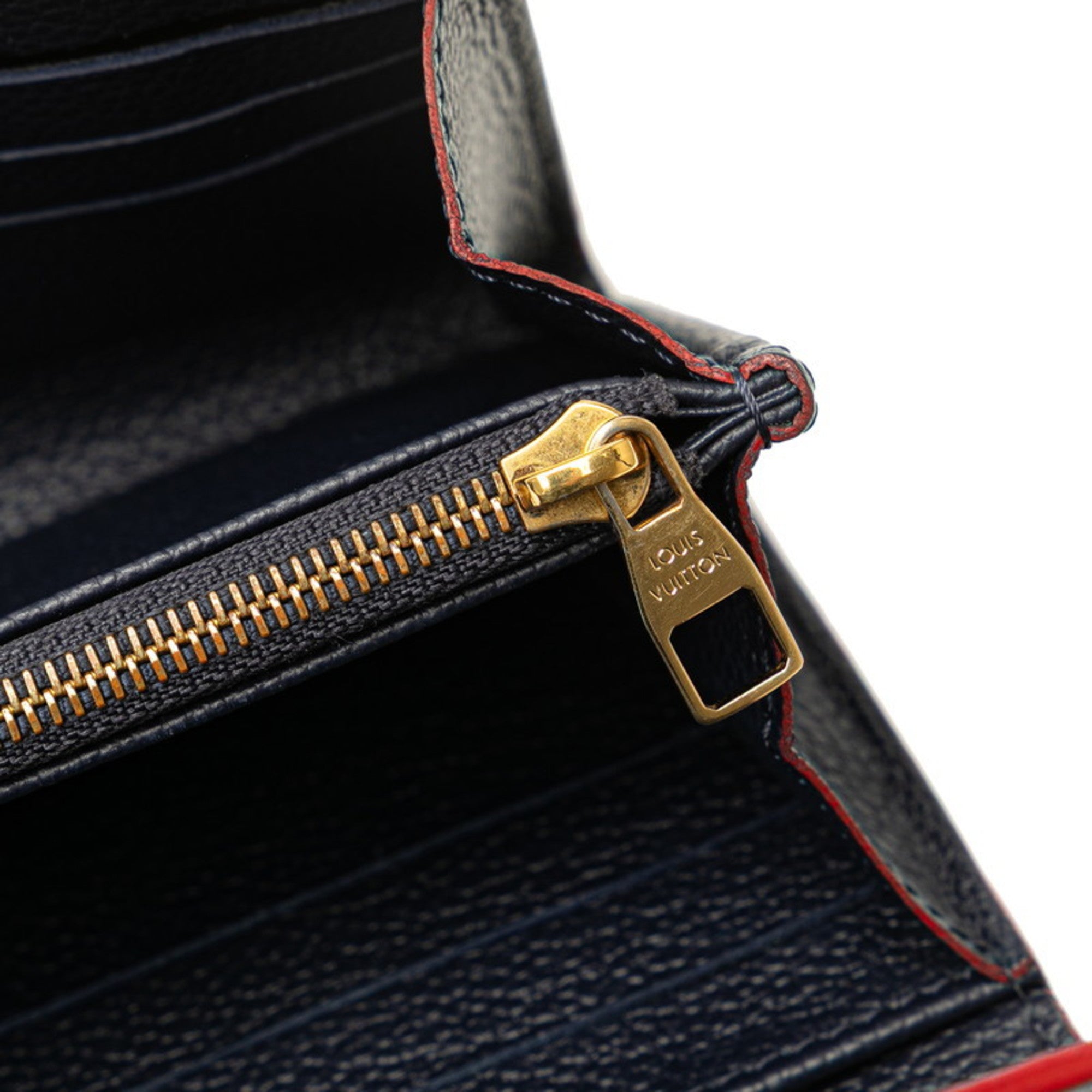 Louis Vuitton Monogram Empreinte Marine Rouge Navy Leather Long Wallet
