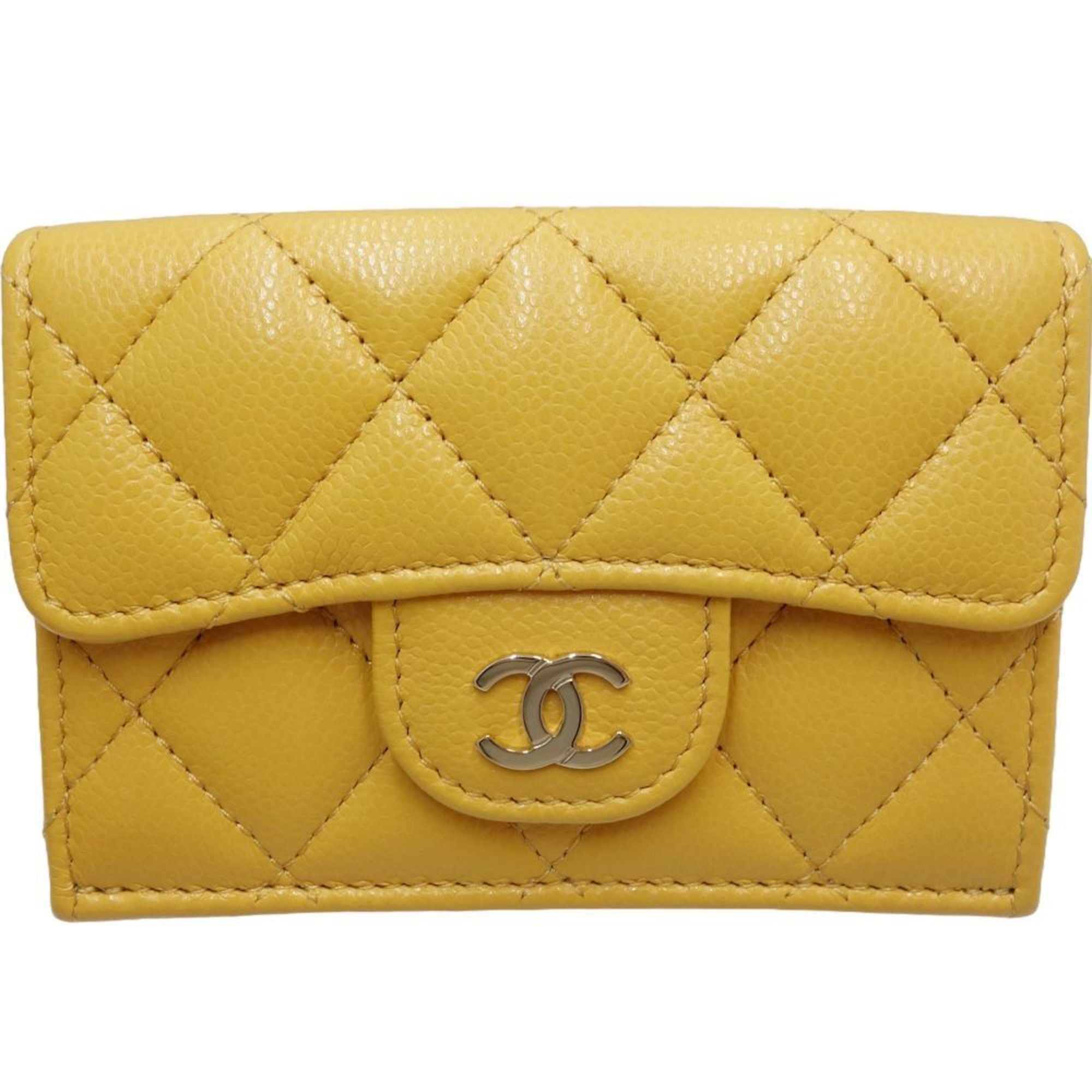 Chanel Yellow Grained Calfskin Wallet (Tri-Fold)