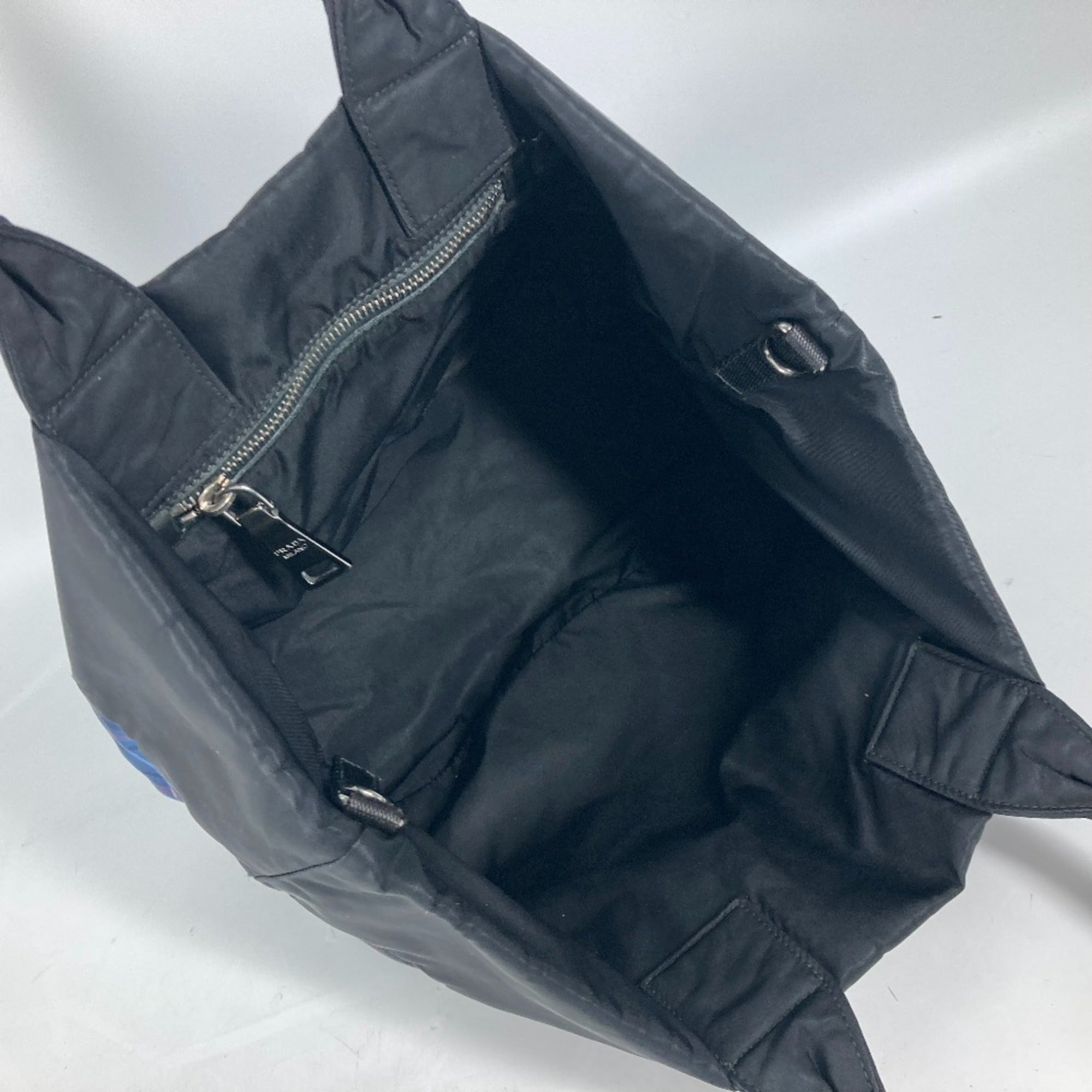 Prada Black Blue Green Nylon Shoulder Bag Tote Bag
