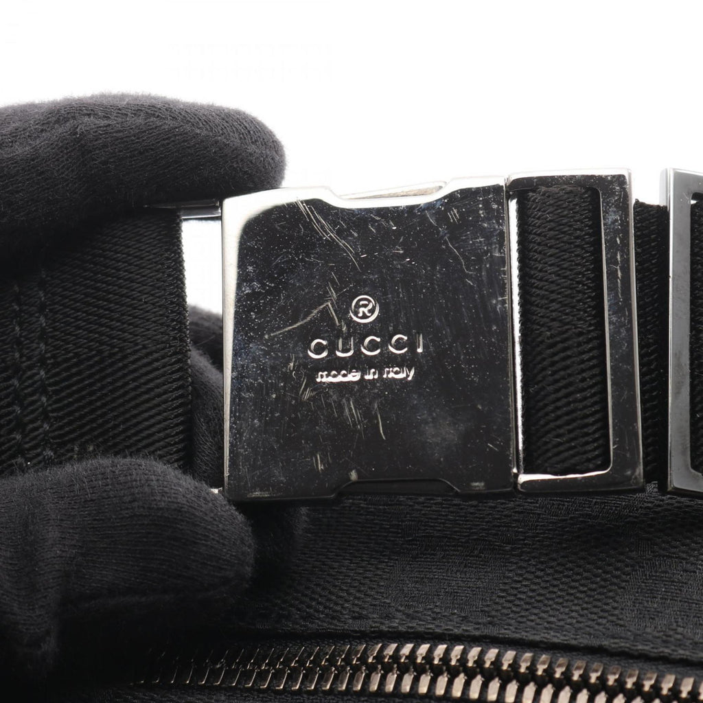 Gucci Black Gg Canvas Leather Fanny Pack Sling Bag (Pre-Owned)