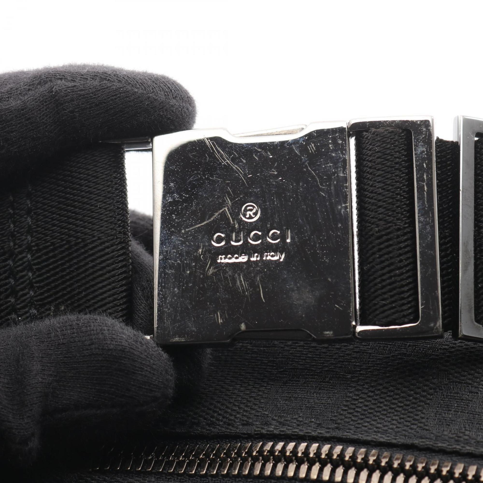 Gucci Black Gg Canvas Leather Fanny Pack Sling Bag (Pre-Owned)