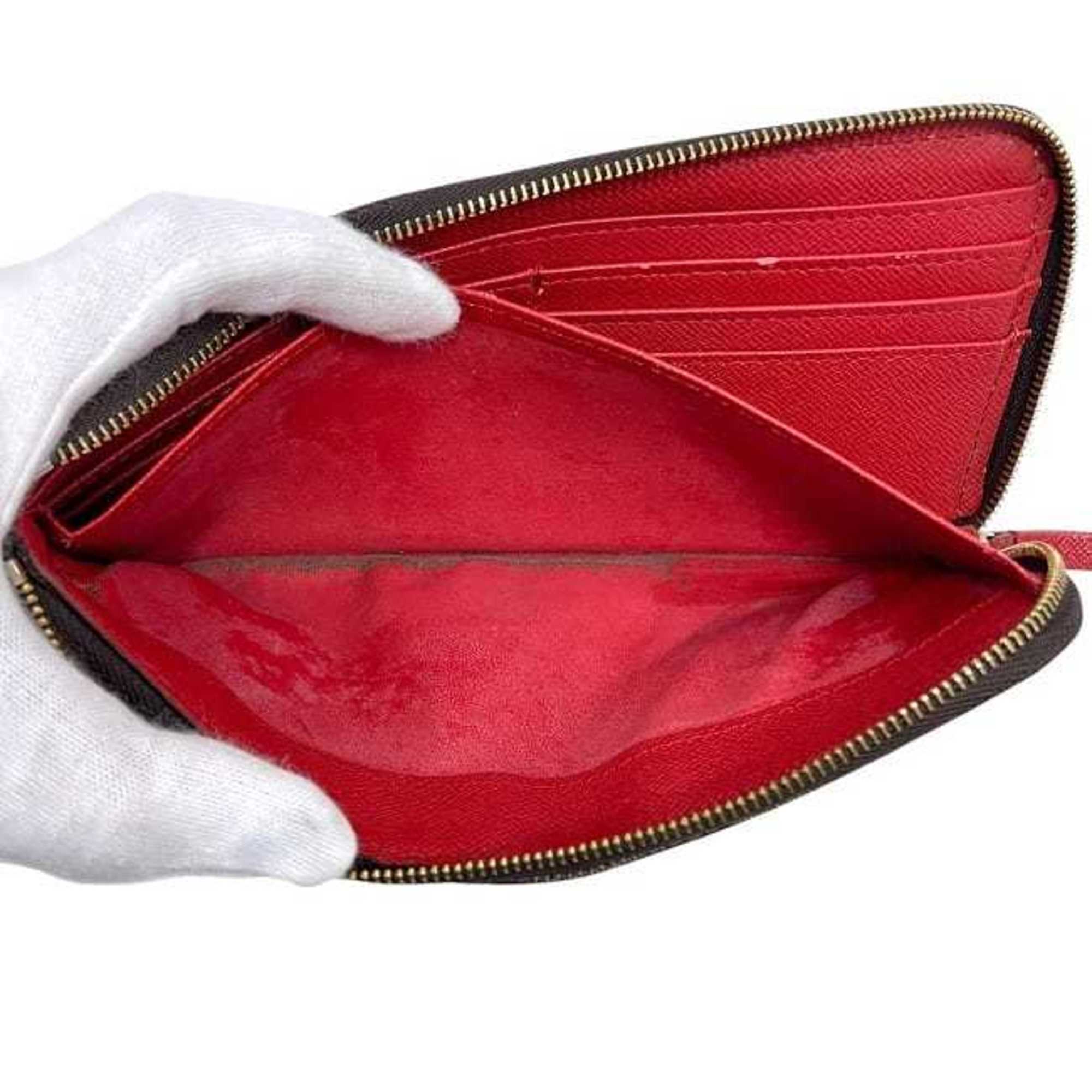 Louis Vuitton Brown Damier Canvas Ebene Red Color Damier Canvas Long Wallet