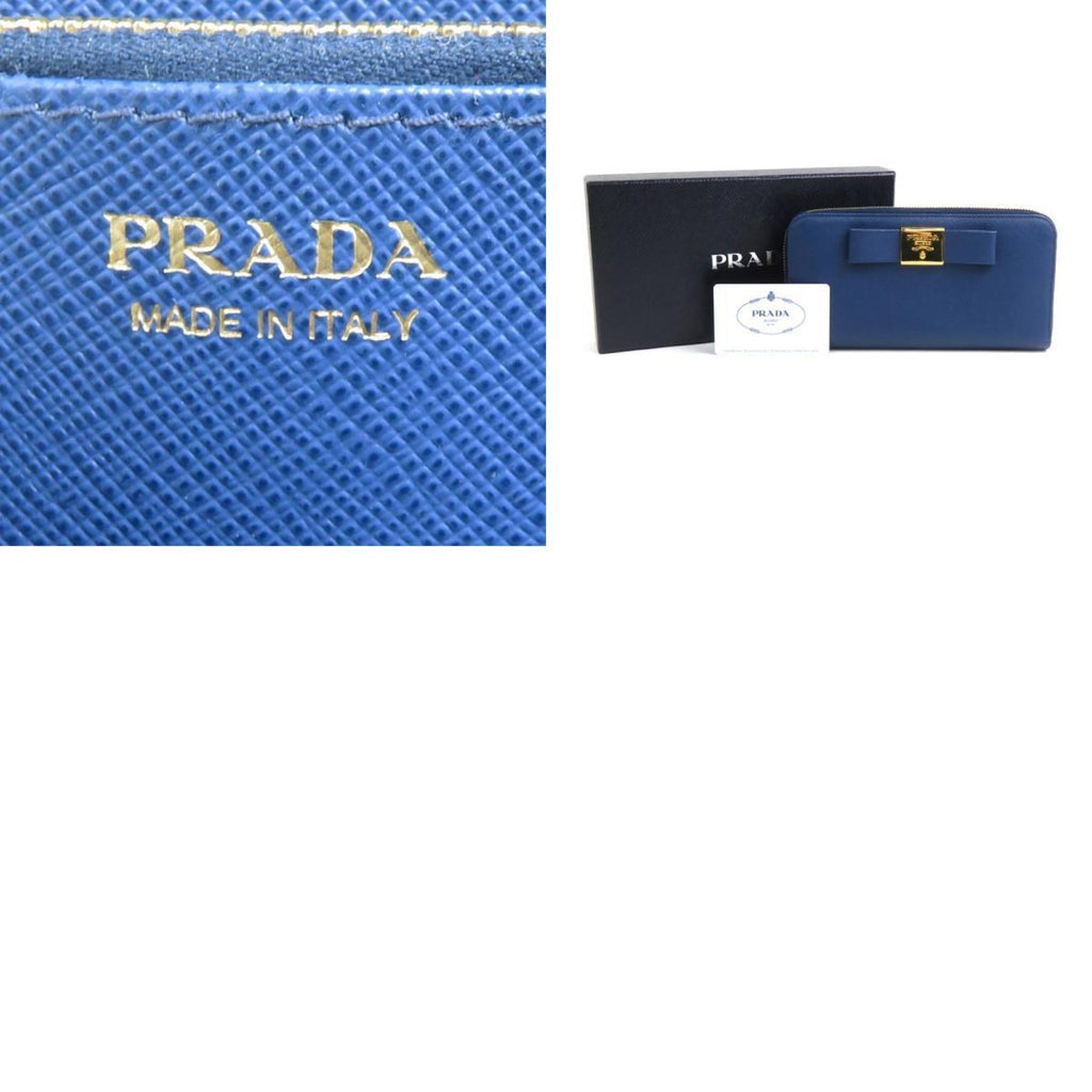 Prada Blue Leather Long Wallet (Bi-Fold)