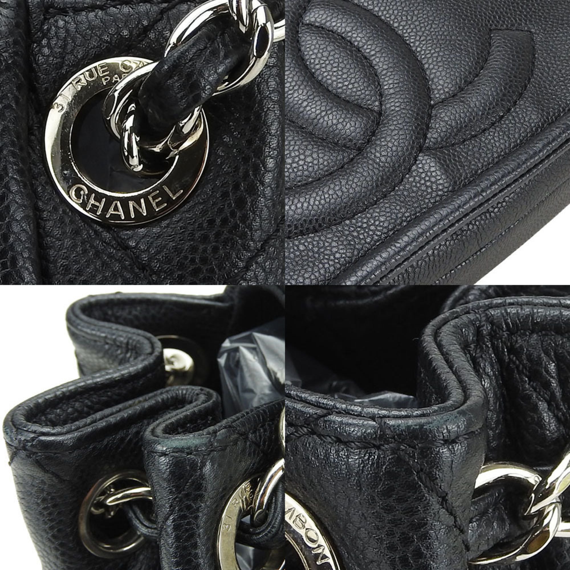 Chanel Black Grained Calfskin Shoulder Bag