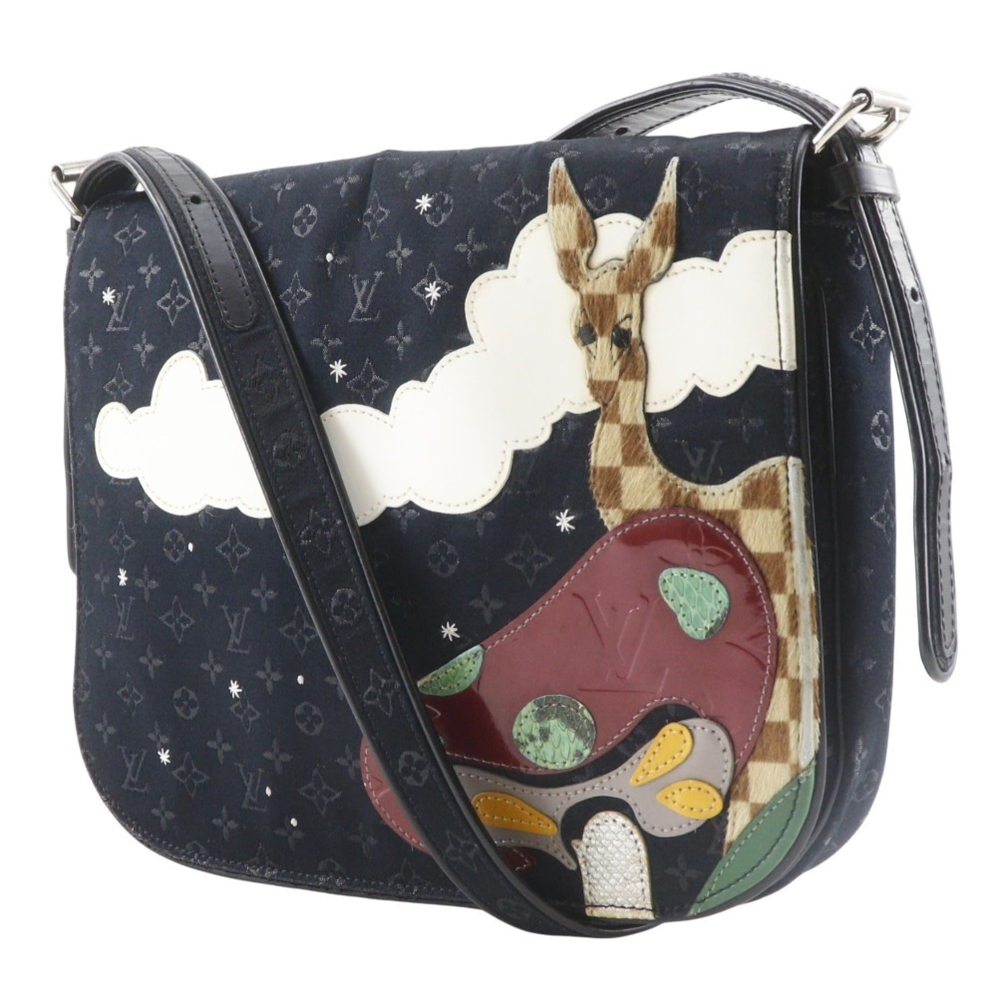 Louis Vuitton Black Monogram Satin Monogram Vernis Leather Shoulder Bag