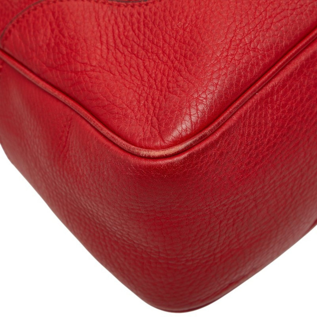 Gucci Bamboo Red Color Leather Handbag Shoulder Bag (Pre-Owned)