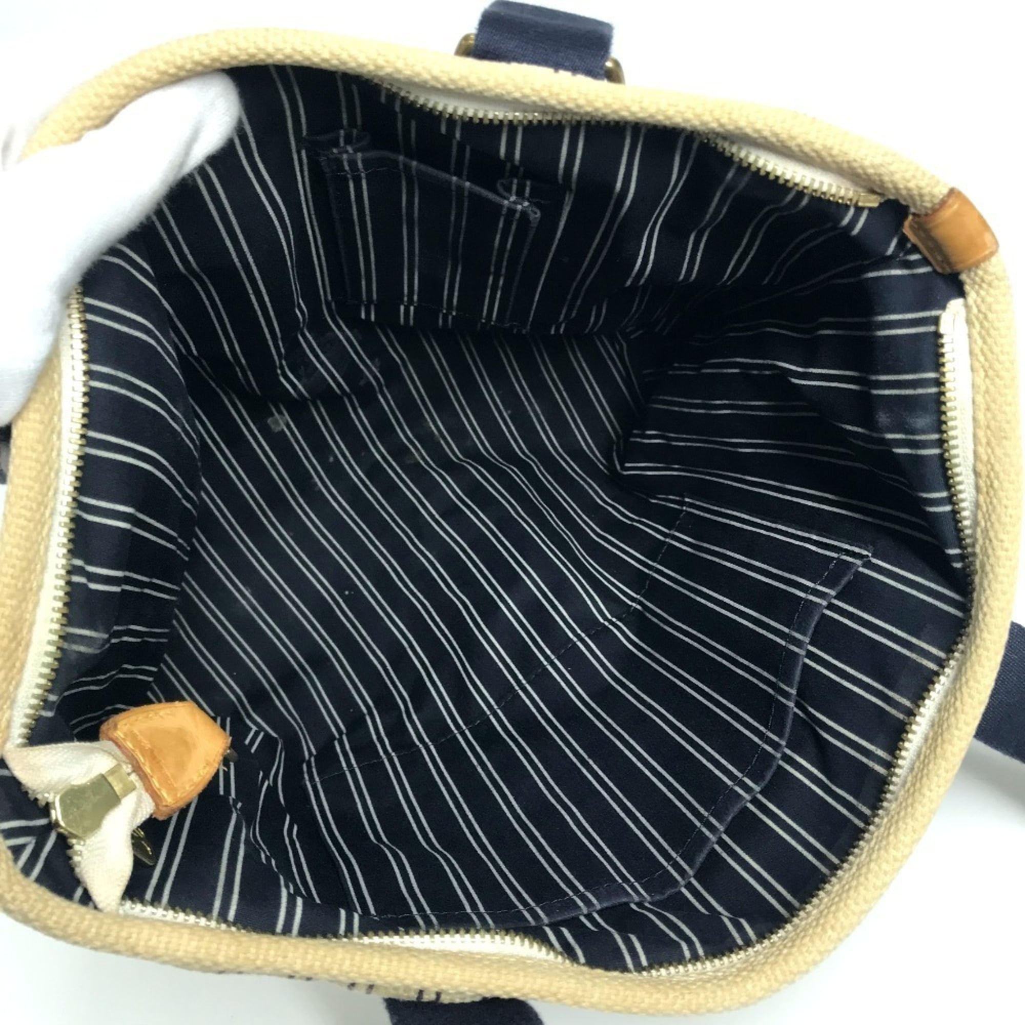 Louis Vuitton Ivory Navy Canvas Shoulder Bag Tote Bag