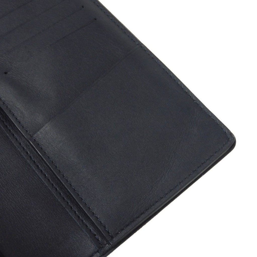 Louis Vuitton Navy Blue White Canvas Leather Long Wallet
