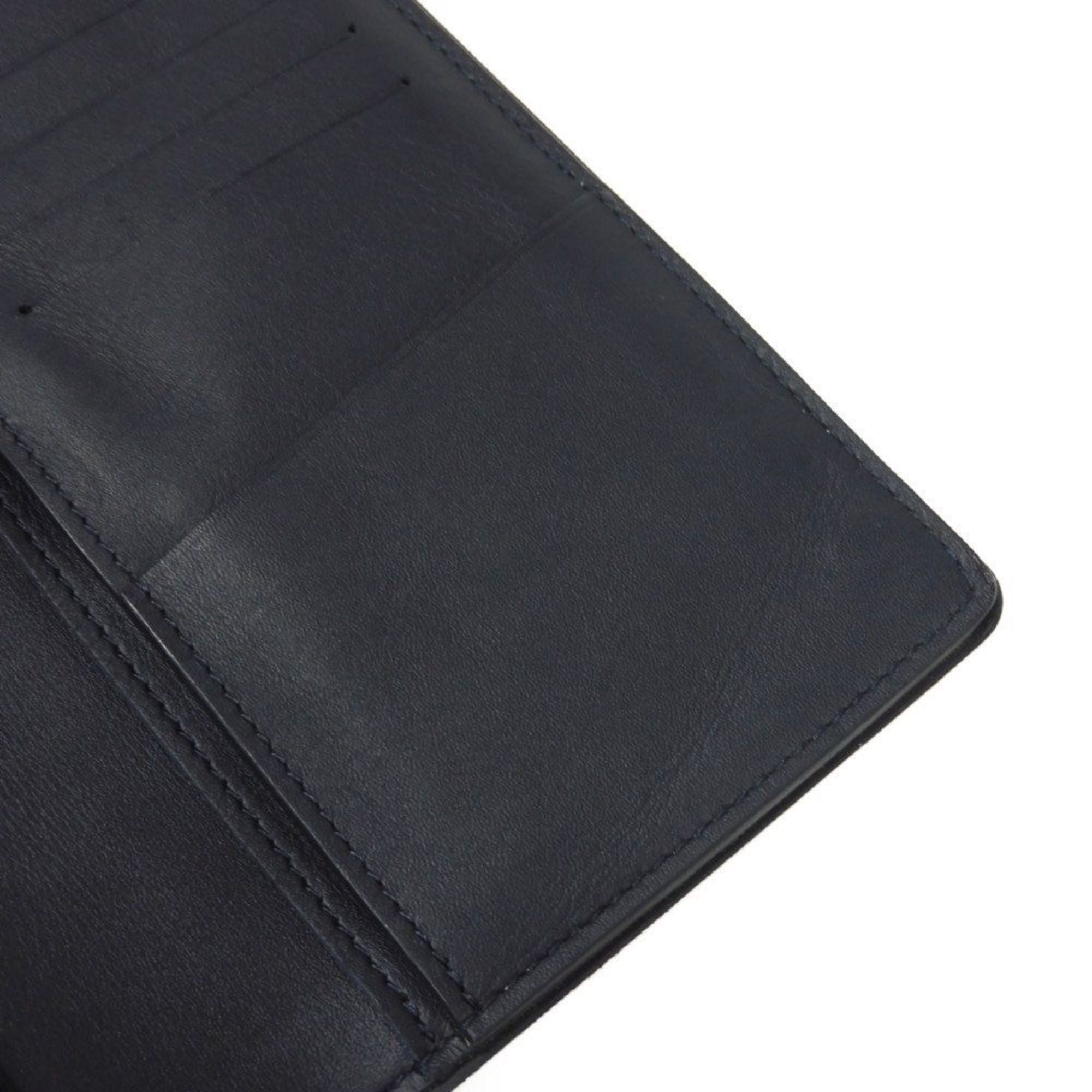 Louis Vuitton Navy Blue White Canvas Leather Long Wallet