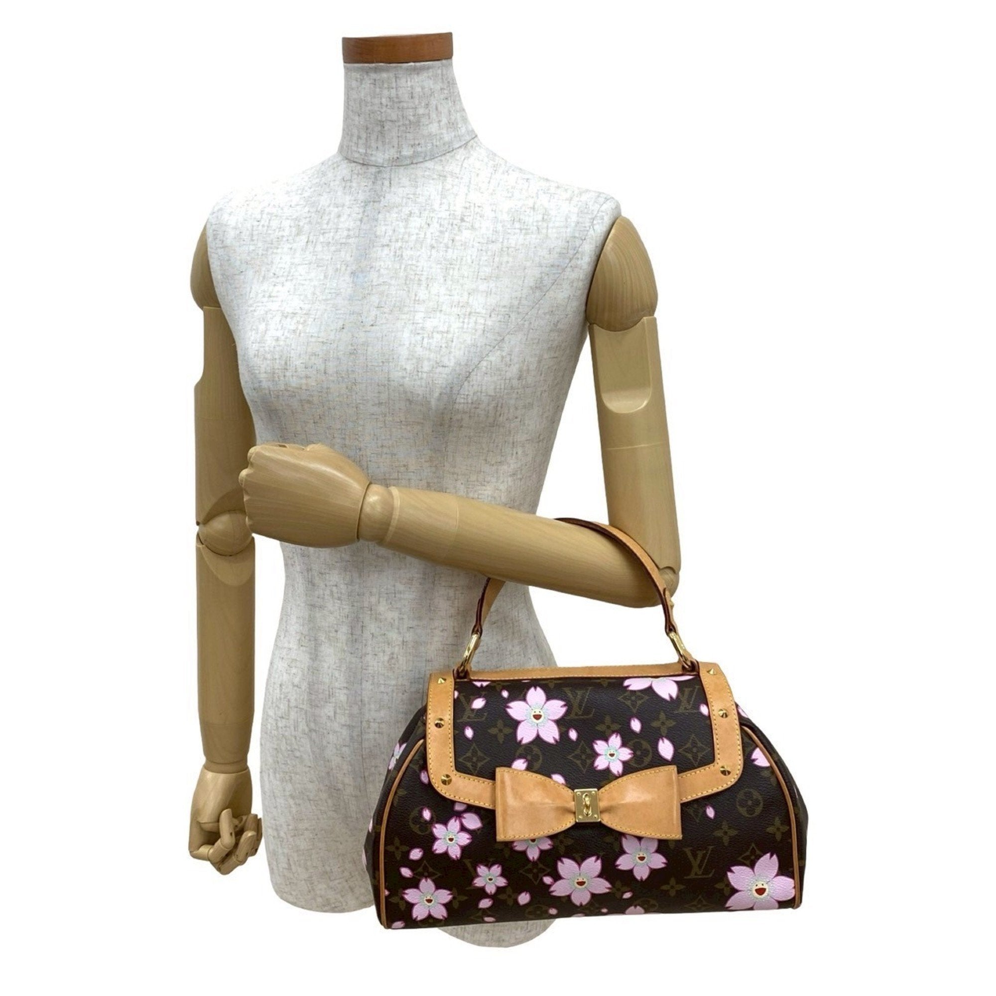 Louis Vuitton Brown Pink Leather Pvc Handbag