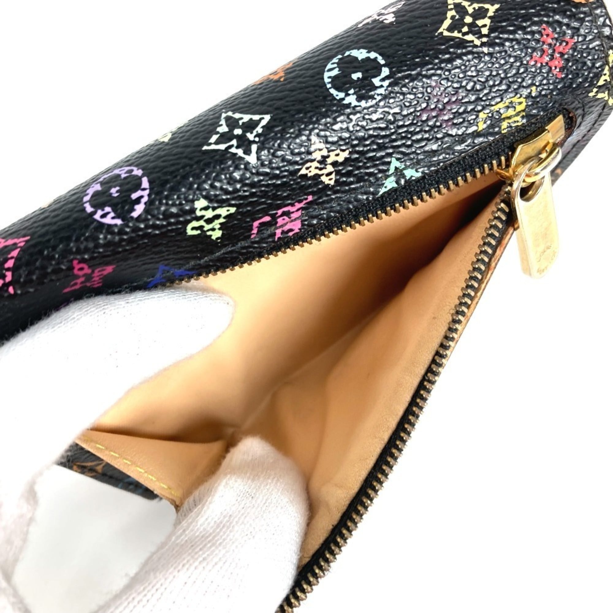 Louis Vuitton Black Multi-Color Noir Monogram Multicolore Canvas Wallet (Tri-Fold)