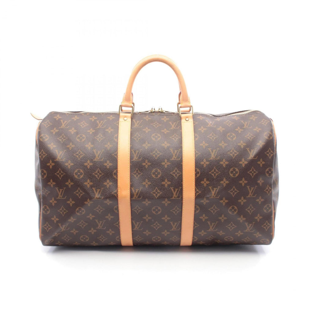 Louis Vuitton Brown Coated Canvas Pvc Monogram Leather Boston Bag Handbag