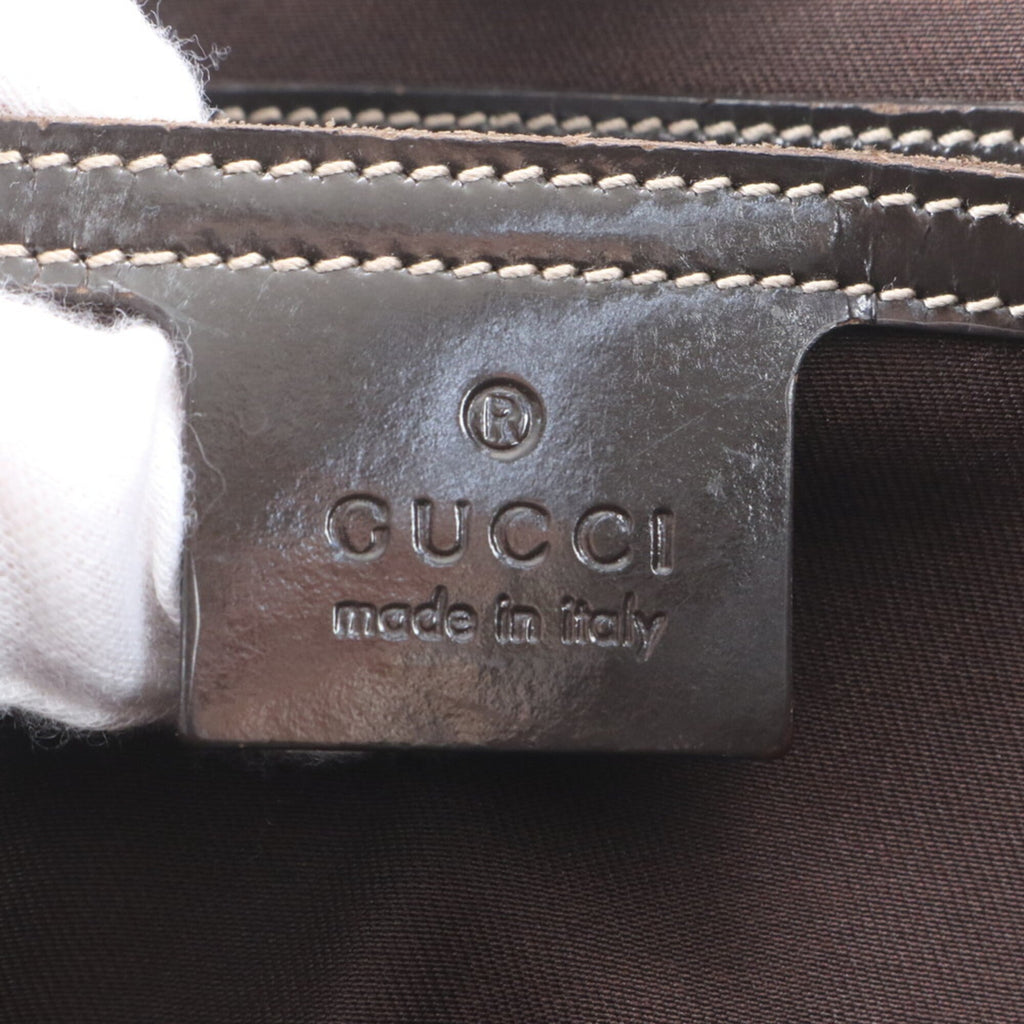 Gucci Beige Brown Leather Coated Canvas Handbag Shoulder Bag Tote Bag (Pre-Owned)