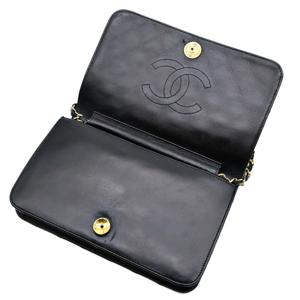 Chanel Black Leather Clutch Bag Shoulder Bag