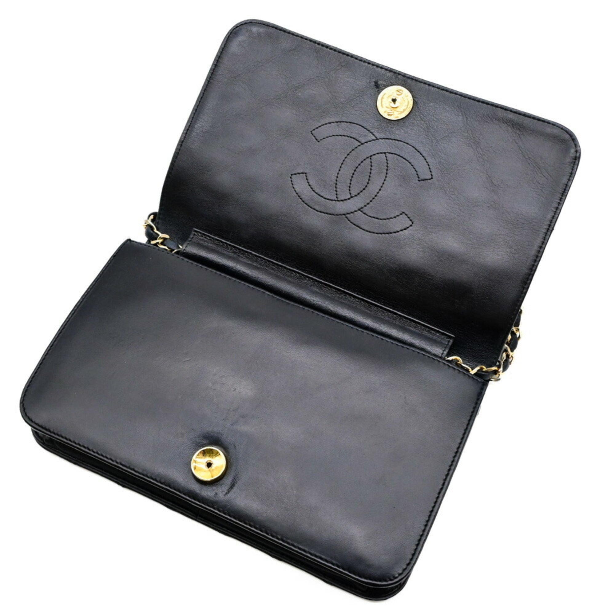 Chanel Black Leather Clutch Bag Shoulder Bag