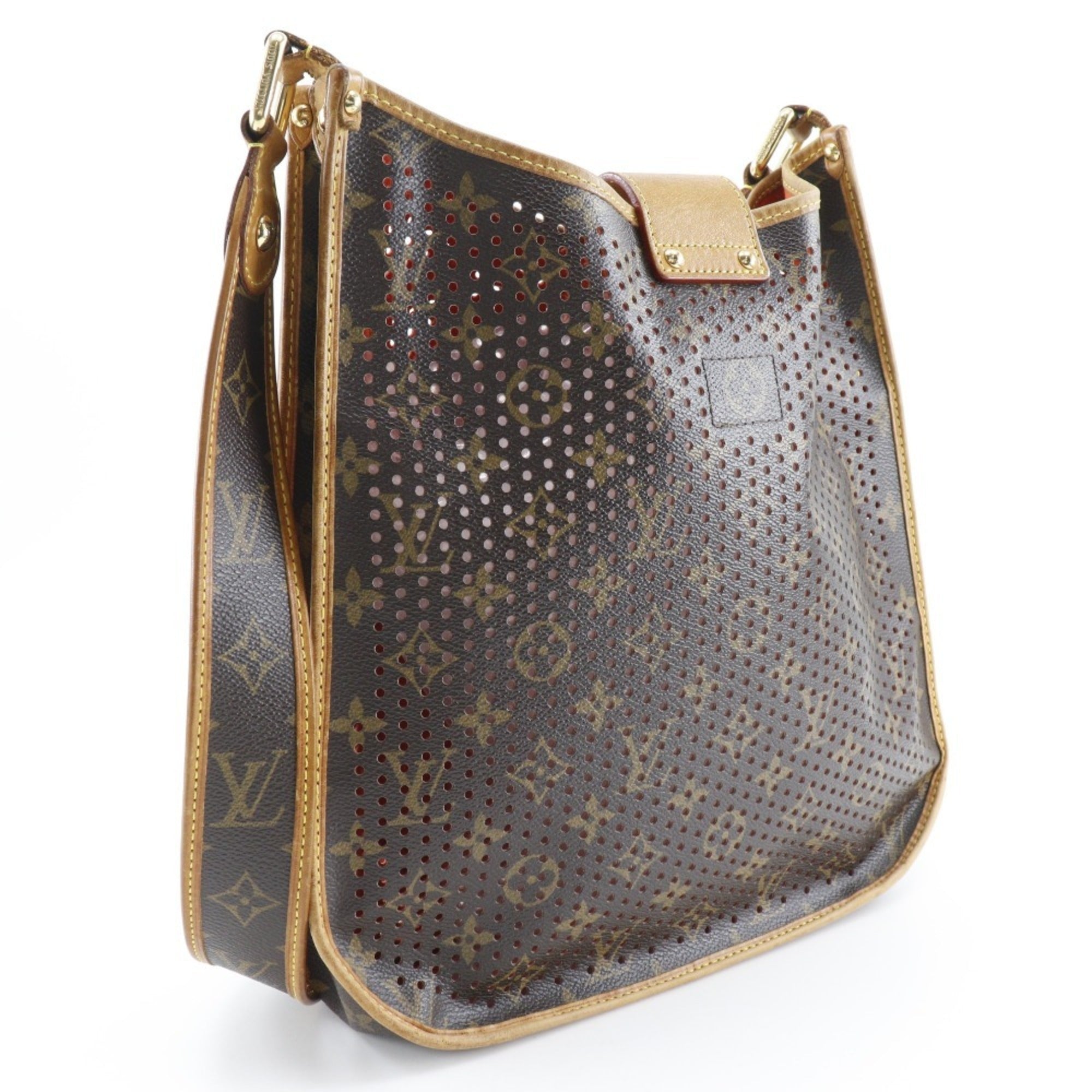 Louis Vuitton Brown Galle Orange Monogram Perforated Shoulder Bag