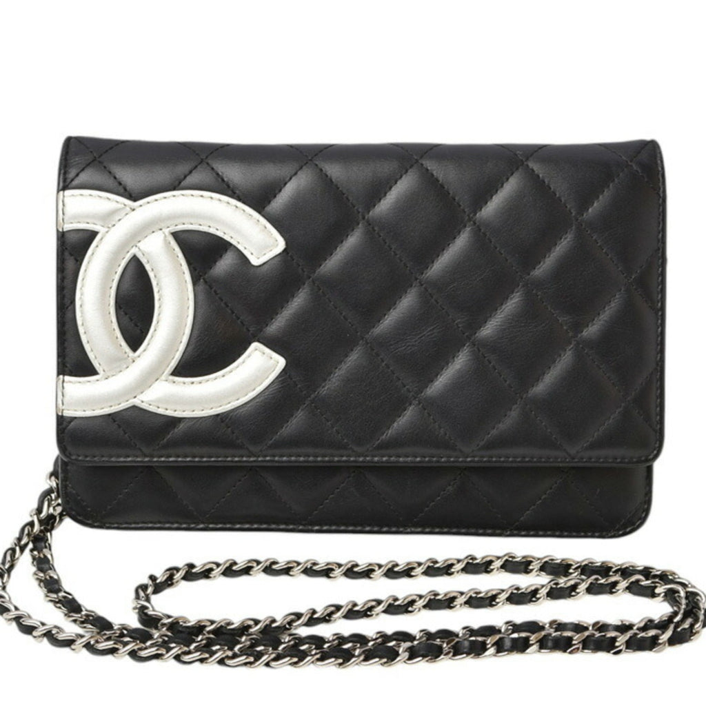 Chanel Black Leather Chain/Shoulder Wallet