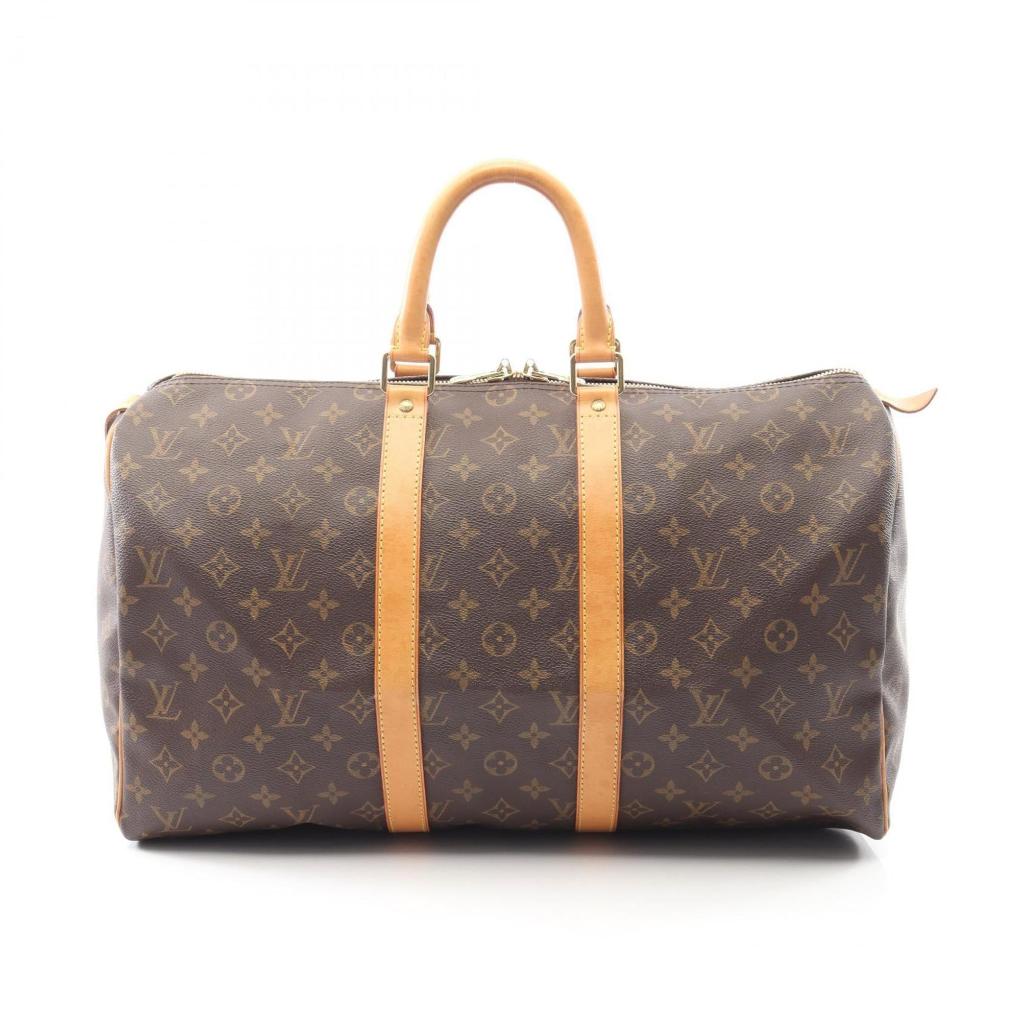 Louis Vuitton Brown Coated Canvas Leather Boston Bag