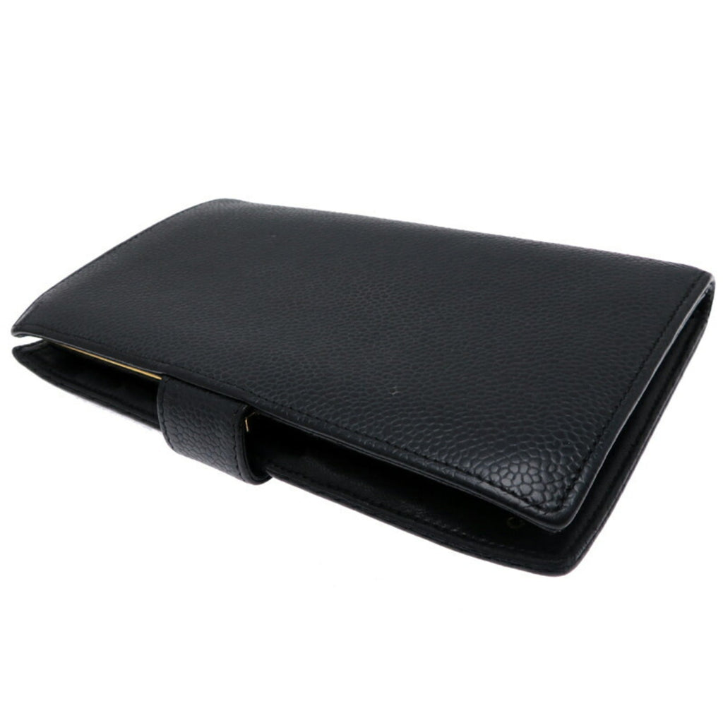 Chanel Black Grained Calfskin Long Wallet (Bi-Fold)