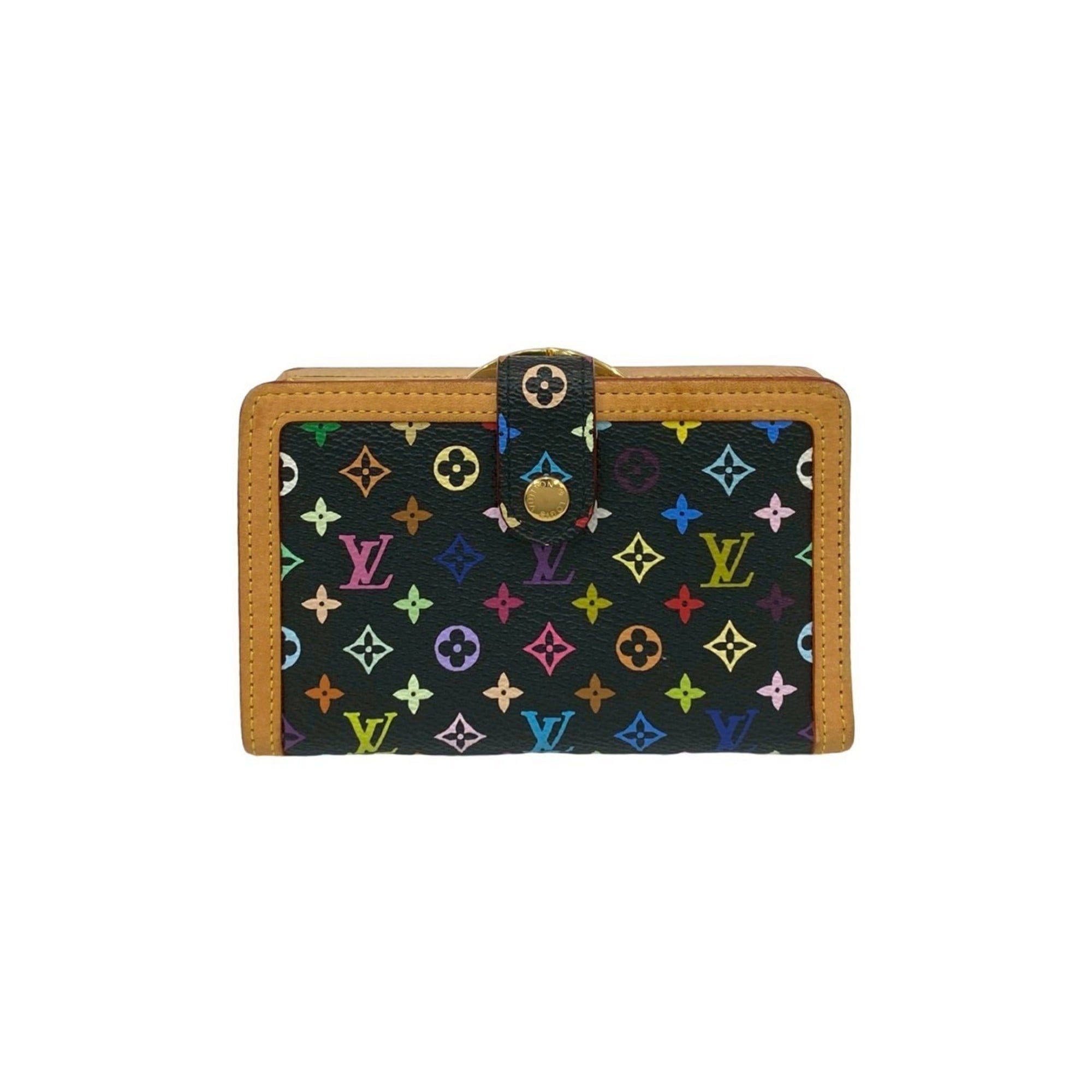 Louis Vuitton Black Brown Multi-Color Leather Pvc Wallet