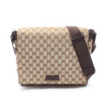 Gucci Beige Brown Canvas Leather Handbag Shoulder Bag (Pre-Owned)