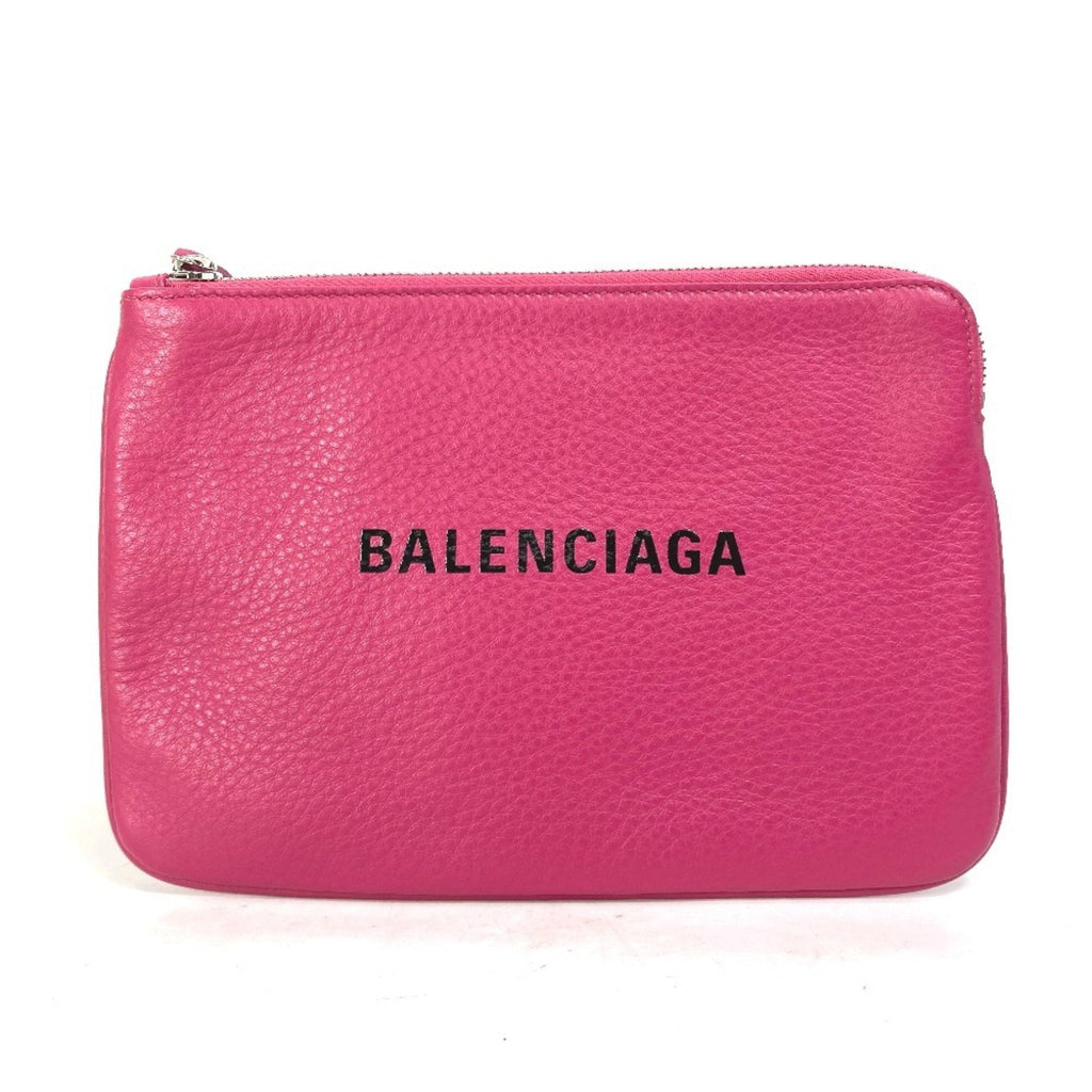 Balenciaga Black Pink Leather Clutch Bag Pouch