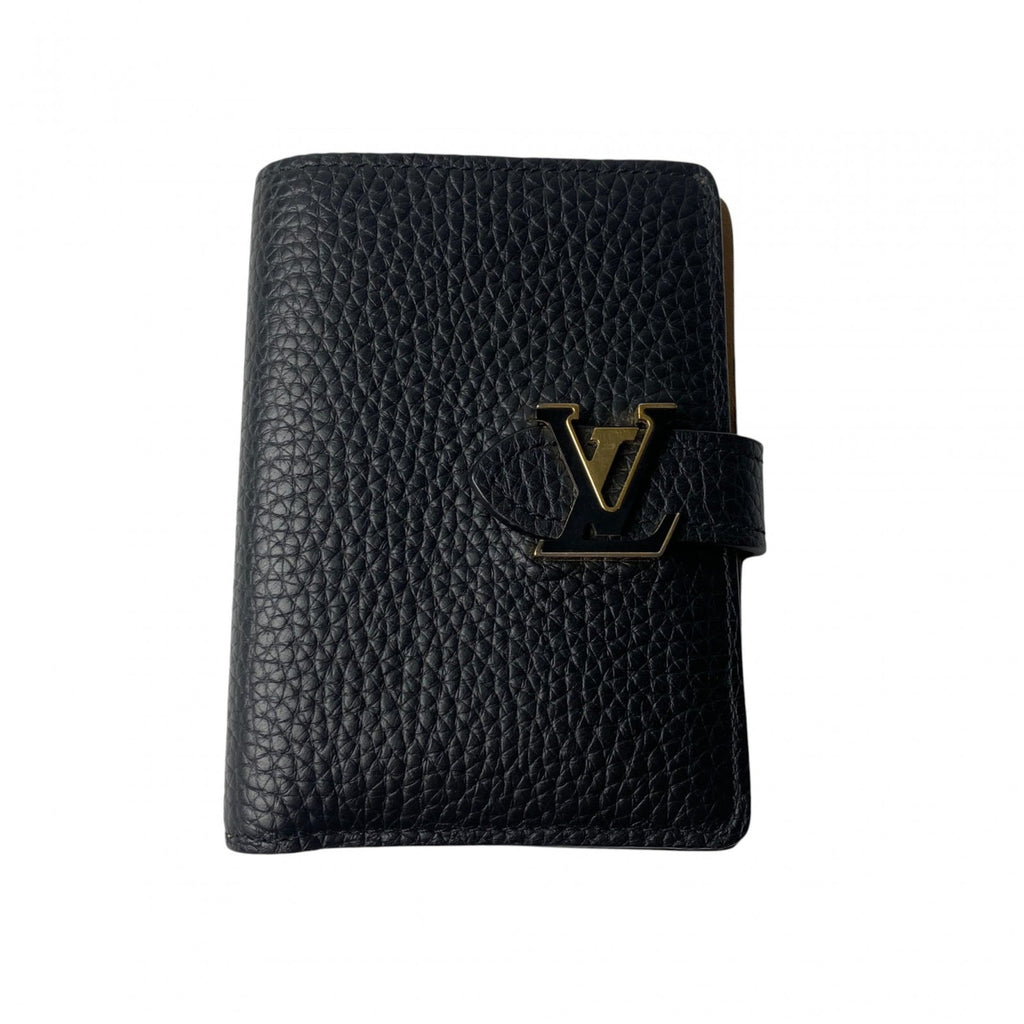 Louis Vuitton Beige Black Leather Wallet