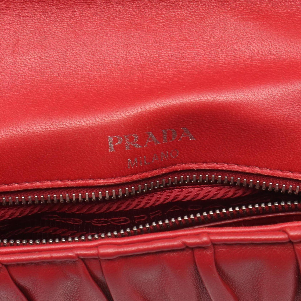 Prada Red Color Leather Shoulder Bag