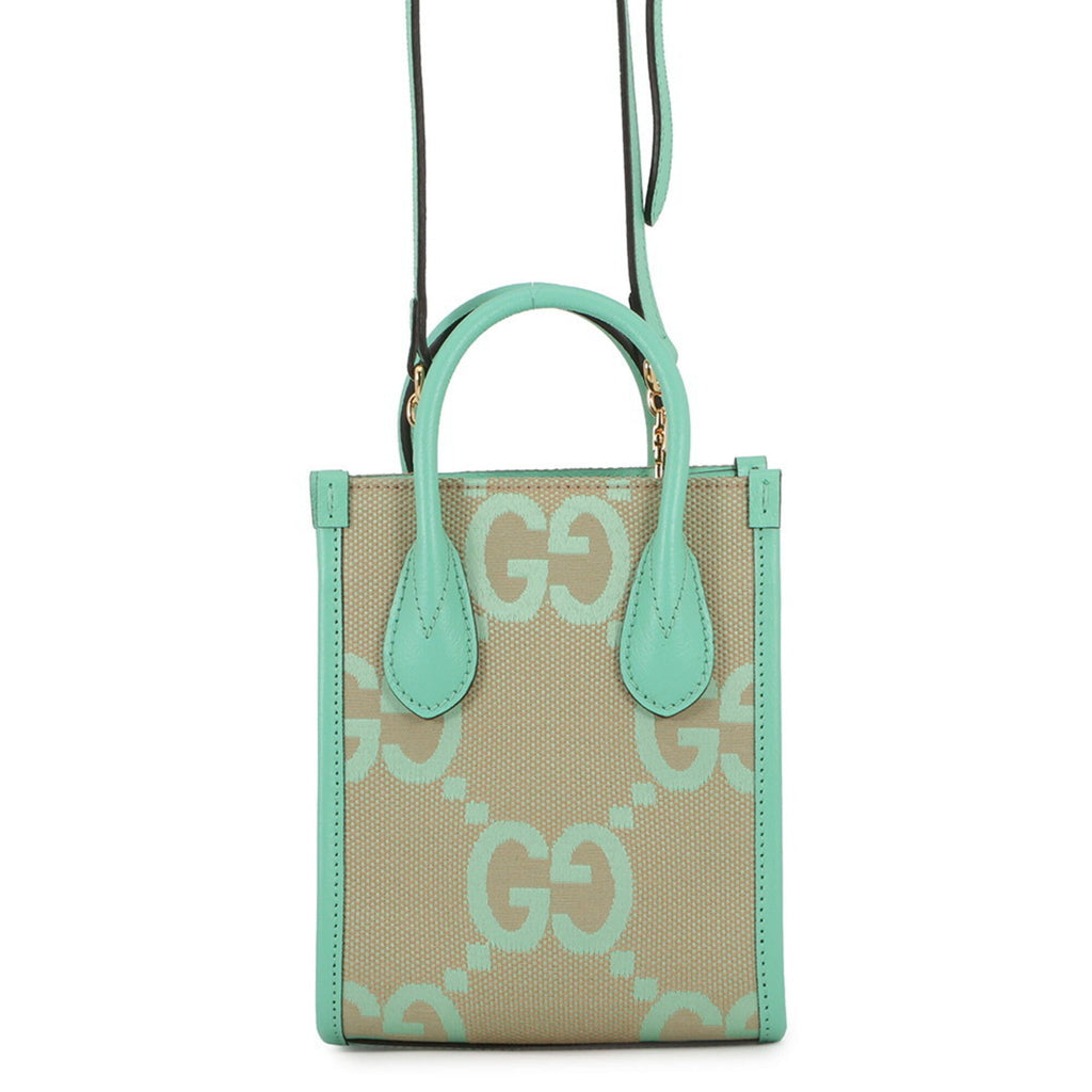 Gucci Gg Canvas Beige Light Green Gg Canvas Leather Handbag Shoulder Bag (Pre-Owned)